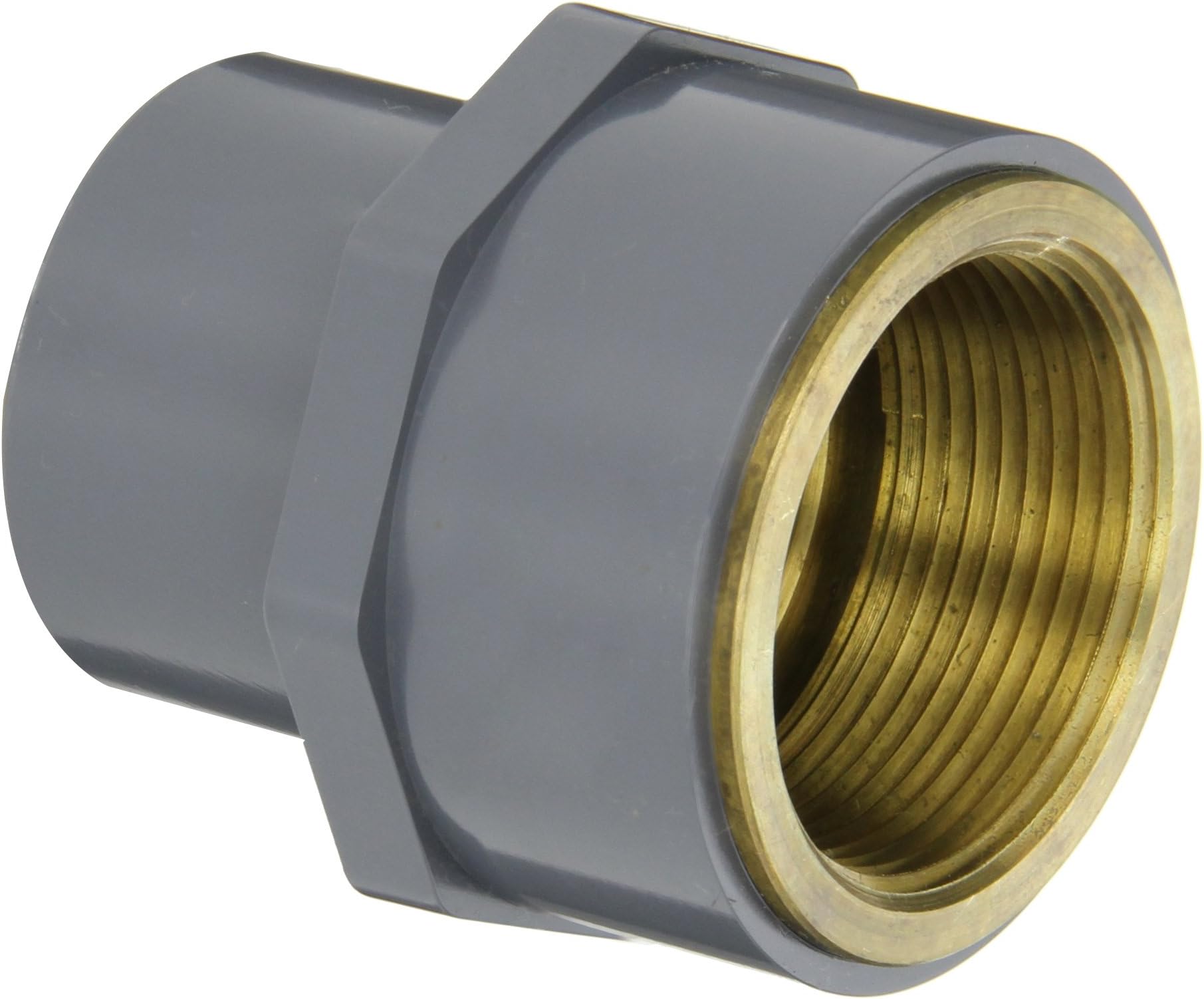 GF Piping SystemsPVC to Brass Transition Pipe Fitting, Adapter, Schedule 80, Gray, 1-1/2" NPT Female x SPG