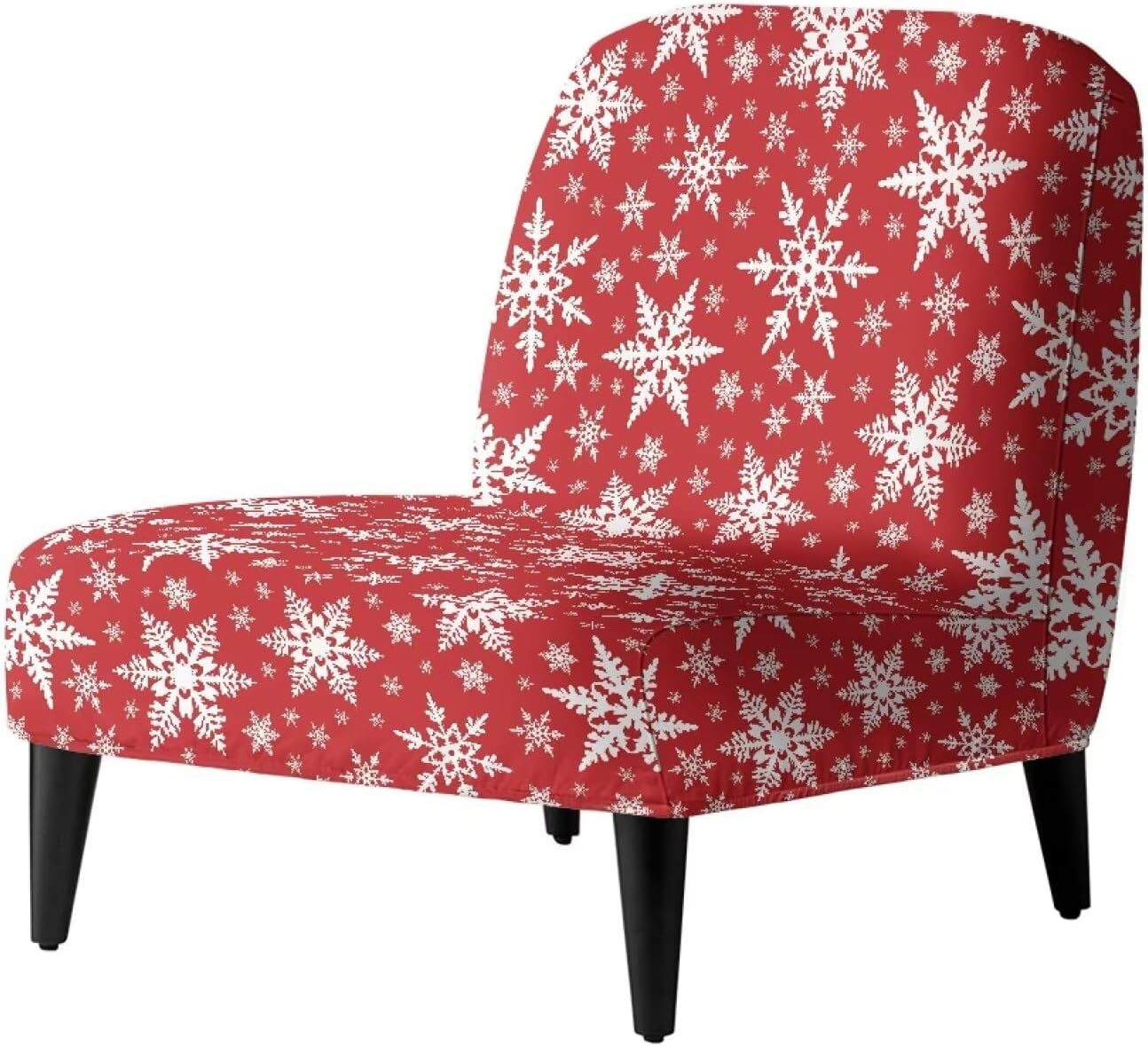 Red Christmas Snowflake Sofa Covers Washable Chair Cover Stretch Armless Chair Cover with Elastic Bottom Thick Sofa Bed Furniture Protector