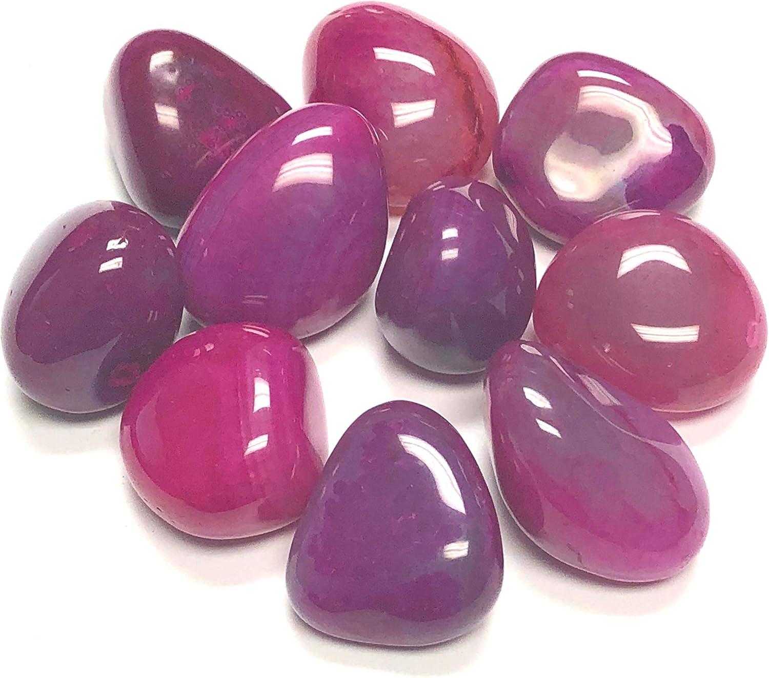 Zentron Crystal Collection: Tumbled Dyed Agate - Large 1" Pieces with Velvet Bag (1/2 Pound, Blue): Home & Kitchen