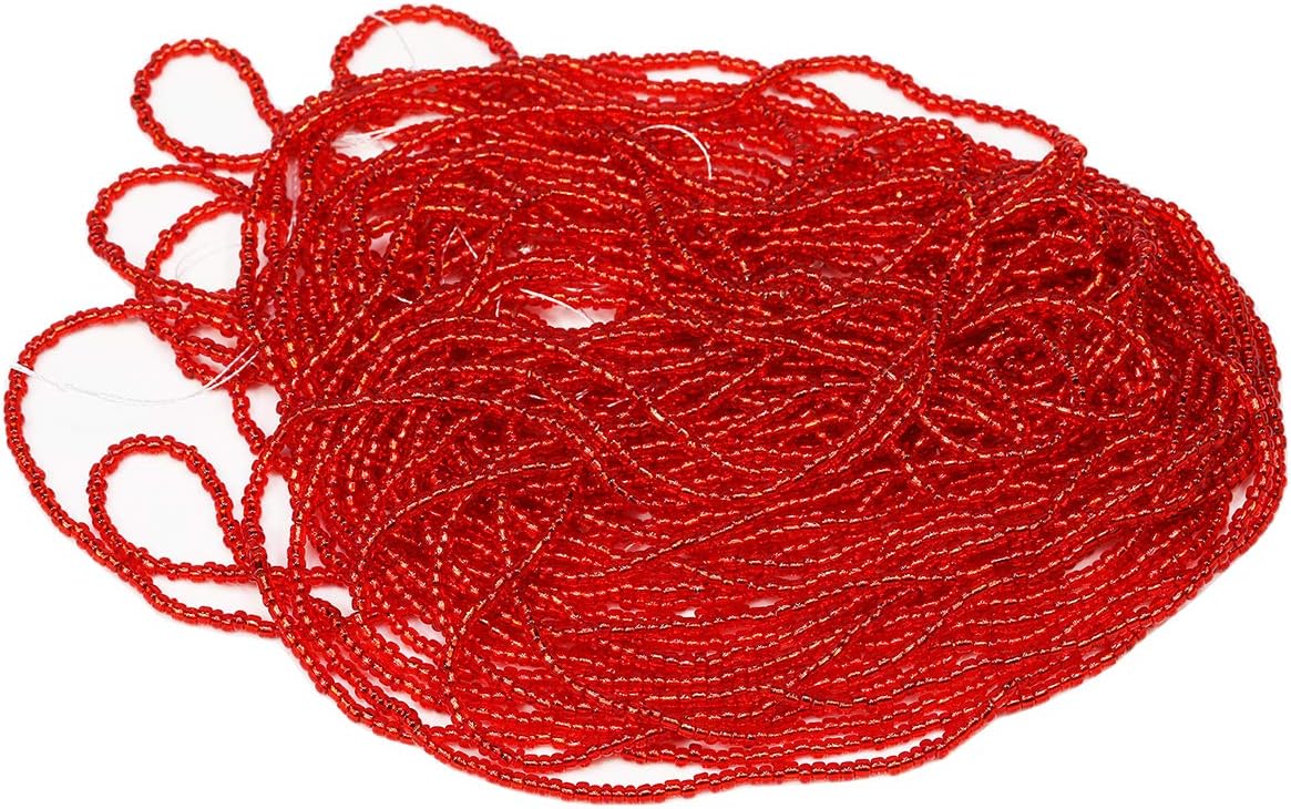 11/0 Glass Seed Beads Hanks (3 Meters, 6000pcs), 9 Meters String Red Silver Lined Strand Hanks