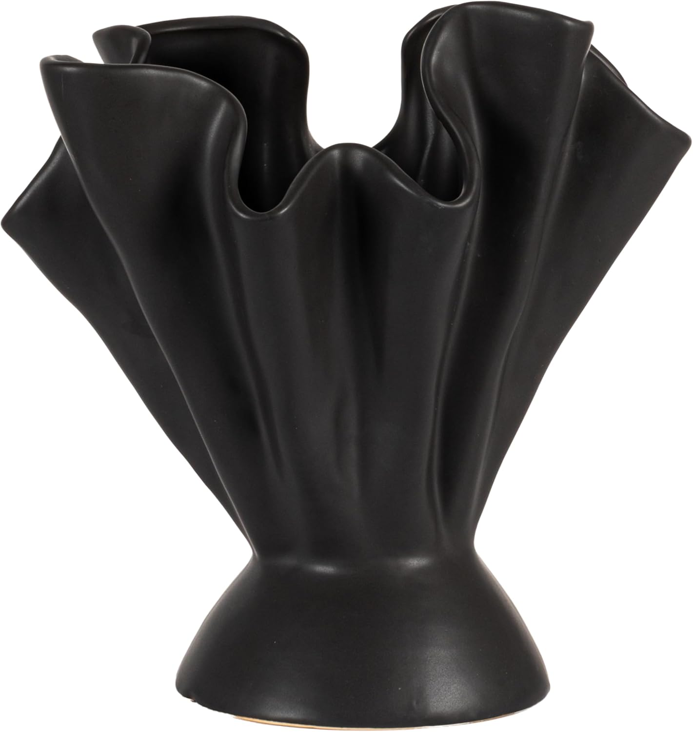 Bloomingville Stoneware Ruffled Vase with Reactive Glaze, Black