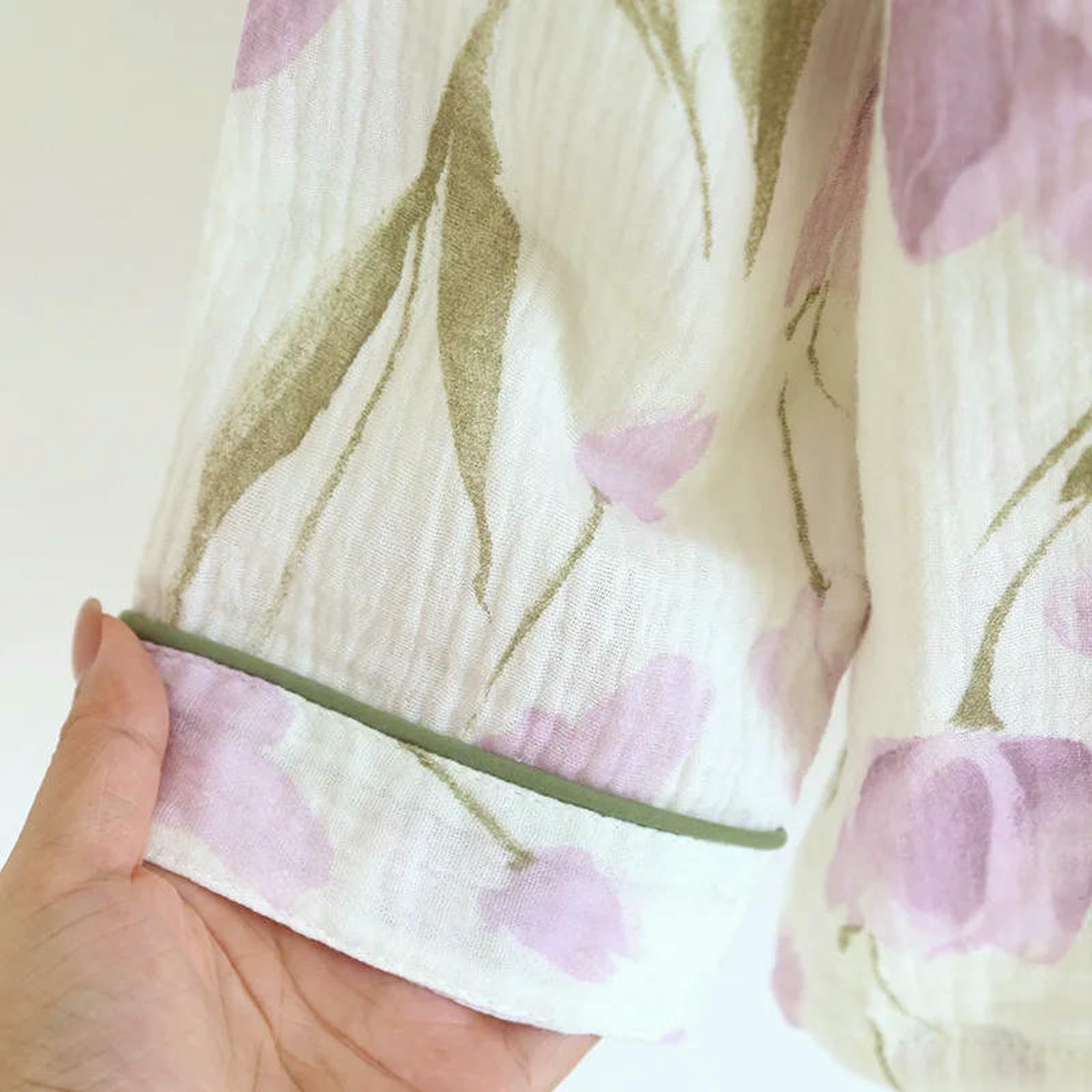 Pigiama Set da Donna Primaverile E Autunnale in Garza di Cotone A Maniche Lunghe Casual per La Casa Due Pezzi-005-2xl