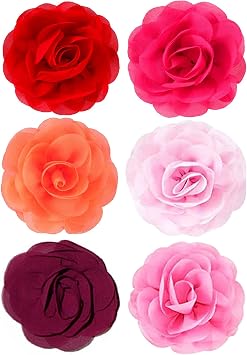 PET SHOW Pack of 6pcs Dog Collar Bows and Flowers Attachment for Girls Puppies Cats Female Small Medium Dogs Collars Chiffon Embellishment Decor for Wedding Birthday Parties Grooming Accessories