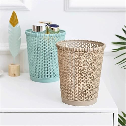 DHAEY Botes de basura de cocina para el hogar, ratán de imitación sin tapa, cubo de basura de plástico, para baños, cocinas, cestas de basura para