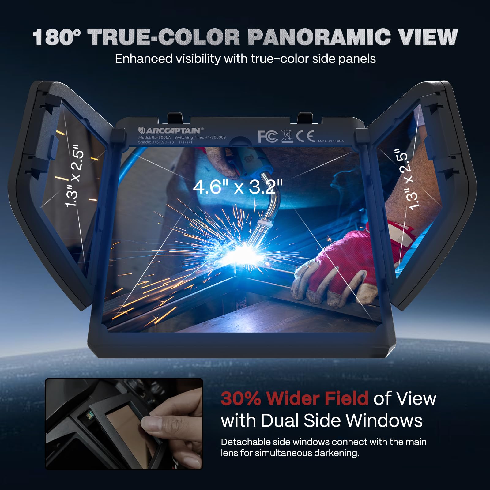 ARCCAPTAIN Welding Helmet - Auto-Darkening & 180° View -3