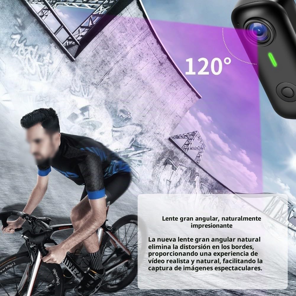Cámara de acción magnética compacta con función de grabación continua, adecuada para uso de dashcam en ciclismo, deportes al aire libre y operación manual con estuche de ABS (negro)