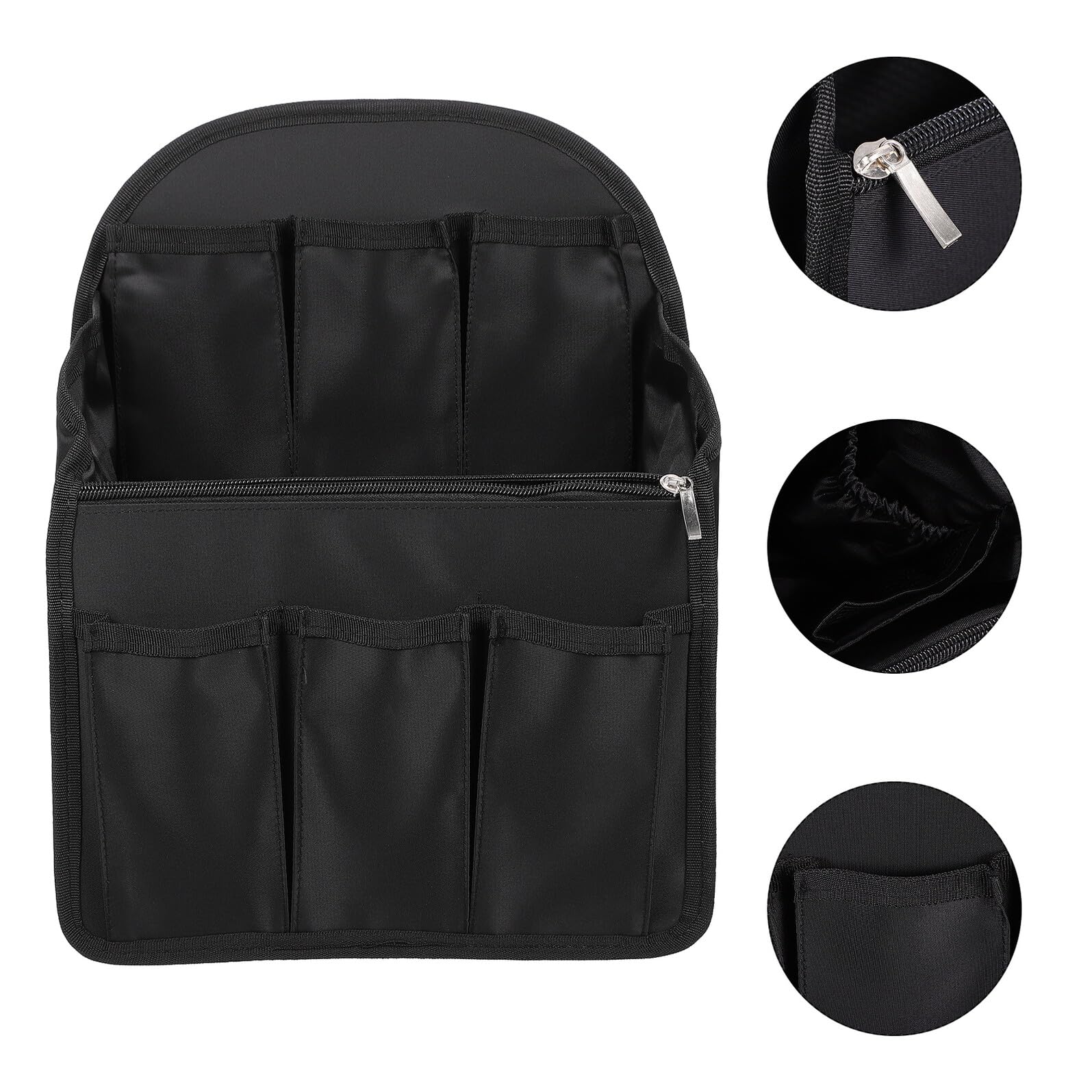 Inserto Organizador de Mochila Múltiples Bolsillos, Nylon Negro