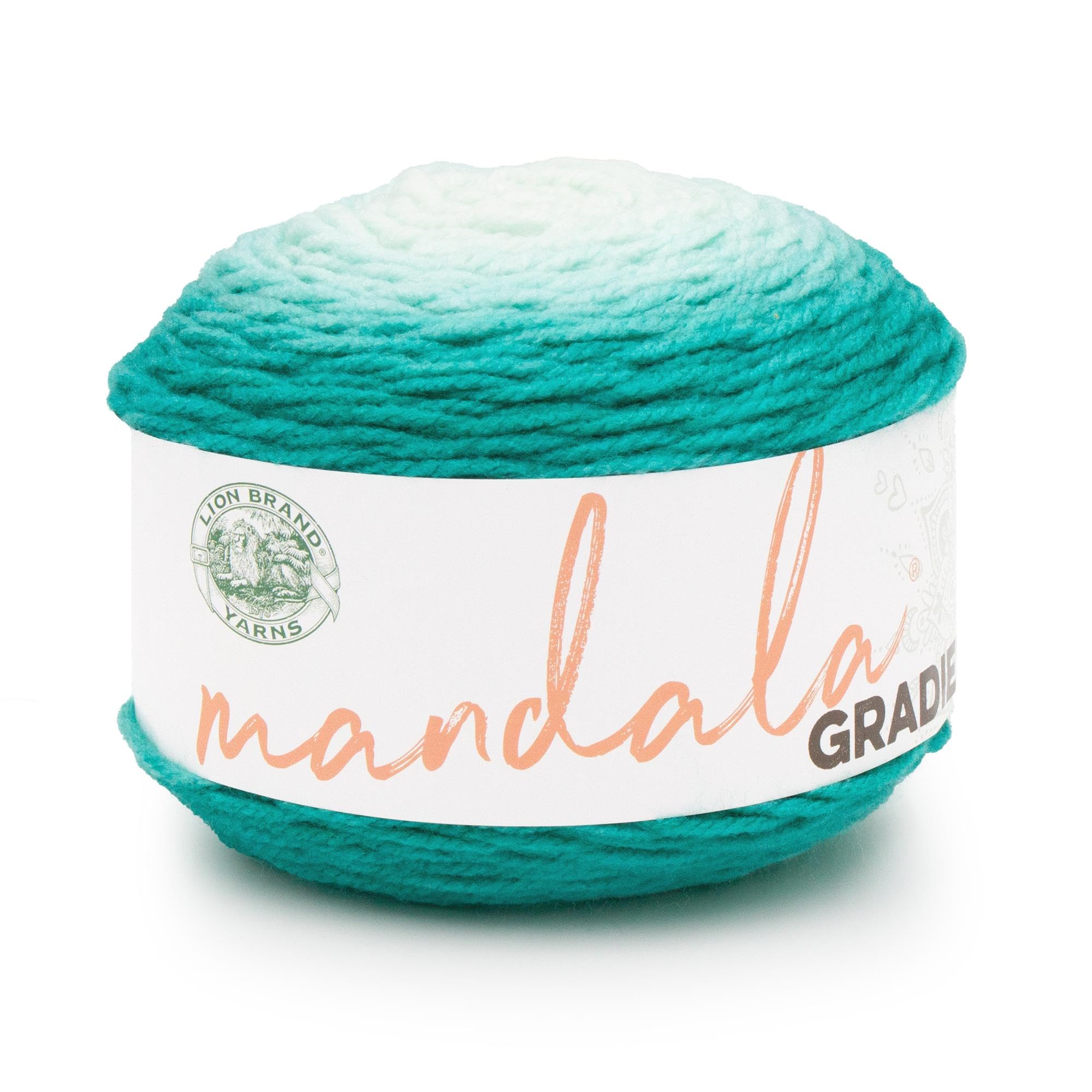 Lion Brand Yarn Mandala Gradient, Multicolor Yarn for Knitting, Crochet and Crafting, Seagreen, 1 Pack