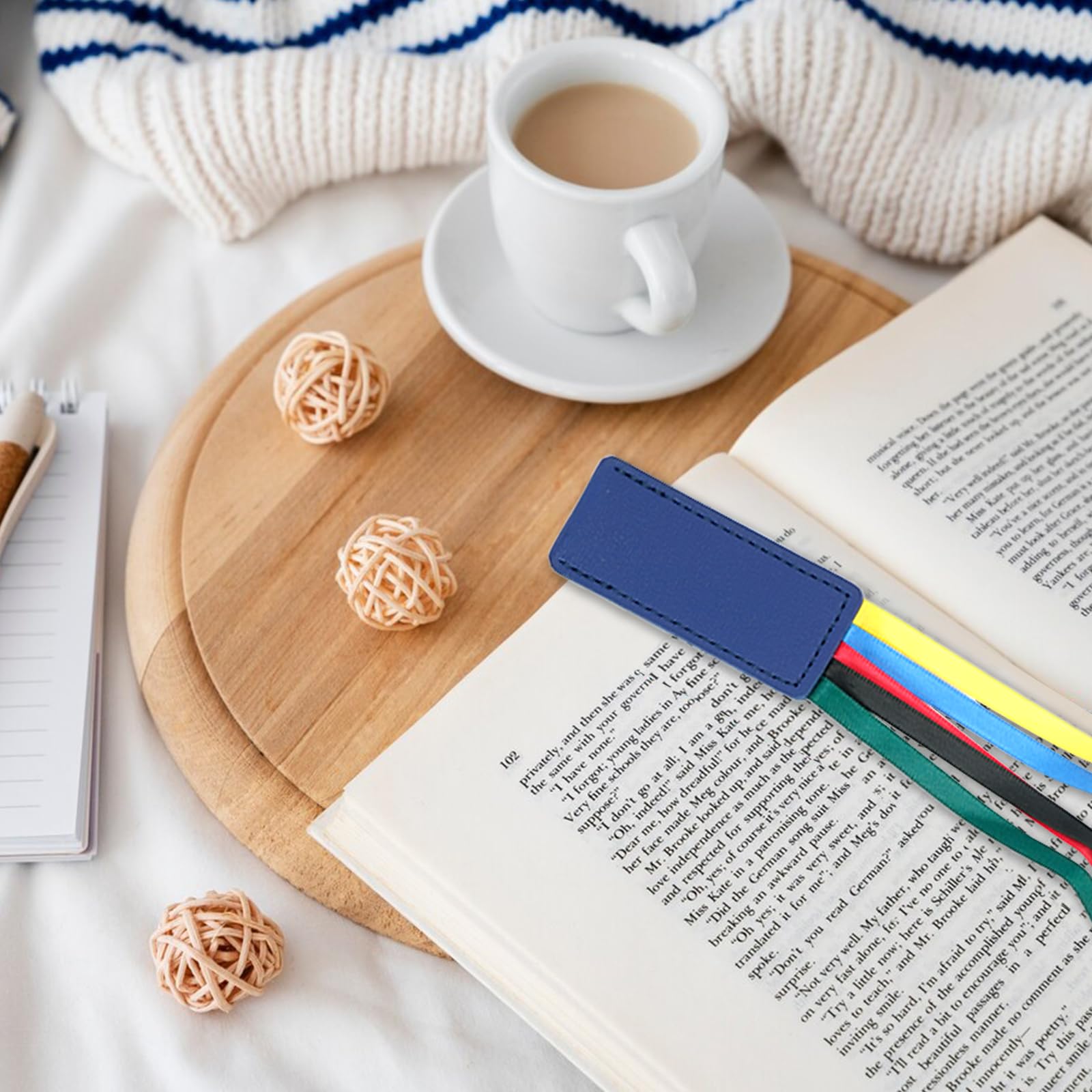 Outus - - Outus 3 Pieces Bible Ribbon Bookmark Markers Artificial Leather Bookmark With Colorful Ribbons For Books(Simple Style,Colorful