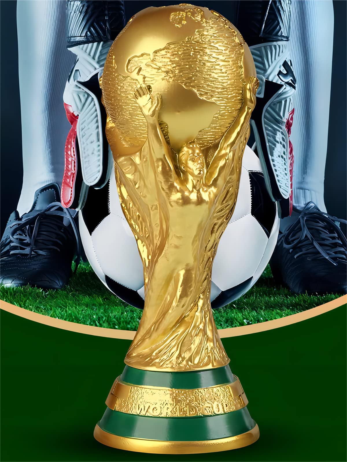 World Cup Trophy Replica 2022 World Cup Replica Resin Soccer Collectibles Sports Fan Trophy Gold Football Fan Souvenir Football Championship Award Bedroom Office Desktop Decor (5.1 IN-13 CM) — view 7