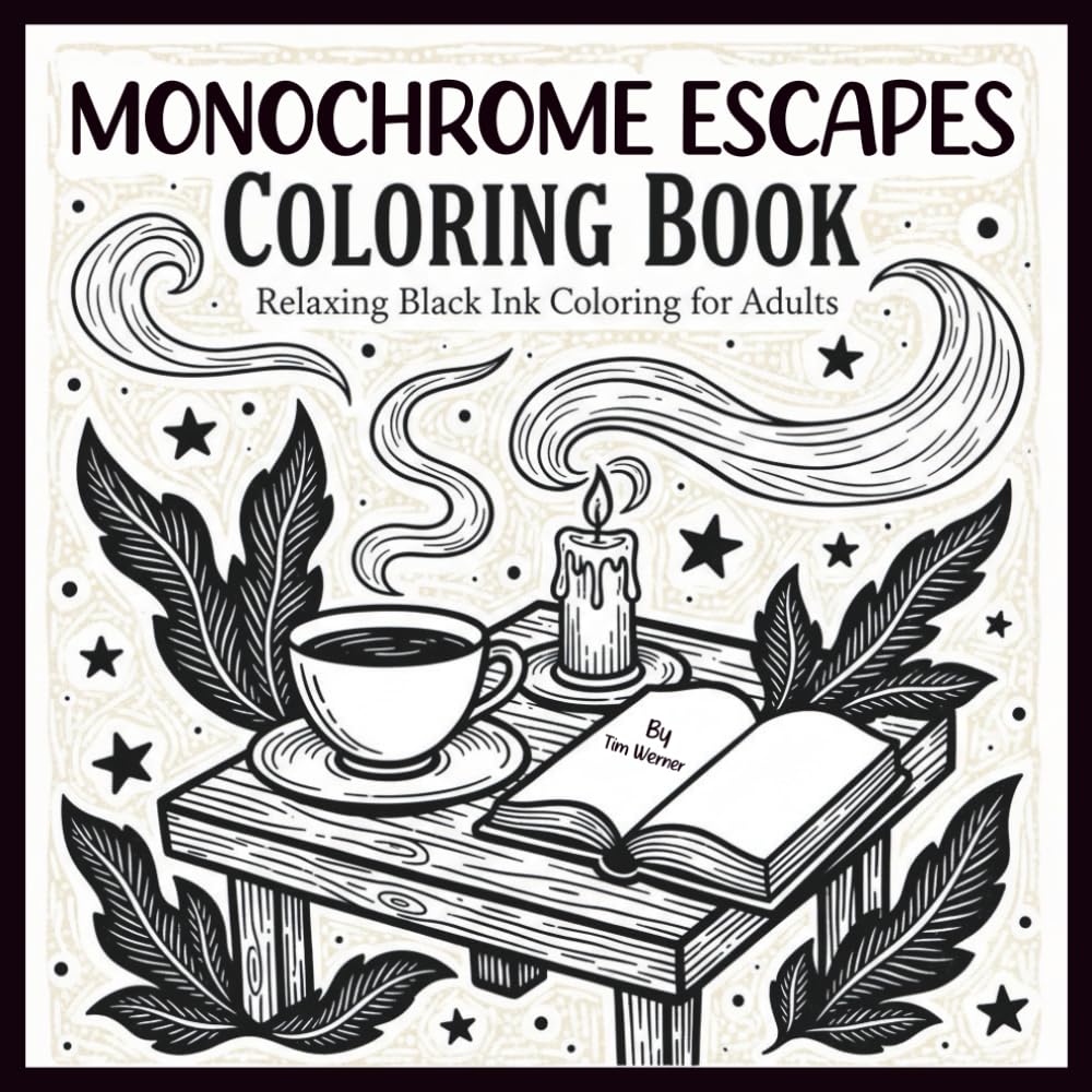 Monochrome Escapes Coloring Book: Escape Into The Beauty Of Simplicity — Unwind, Focus, And Express Your Creativity With Just One Color.