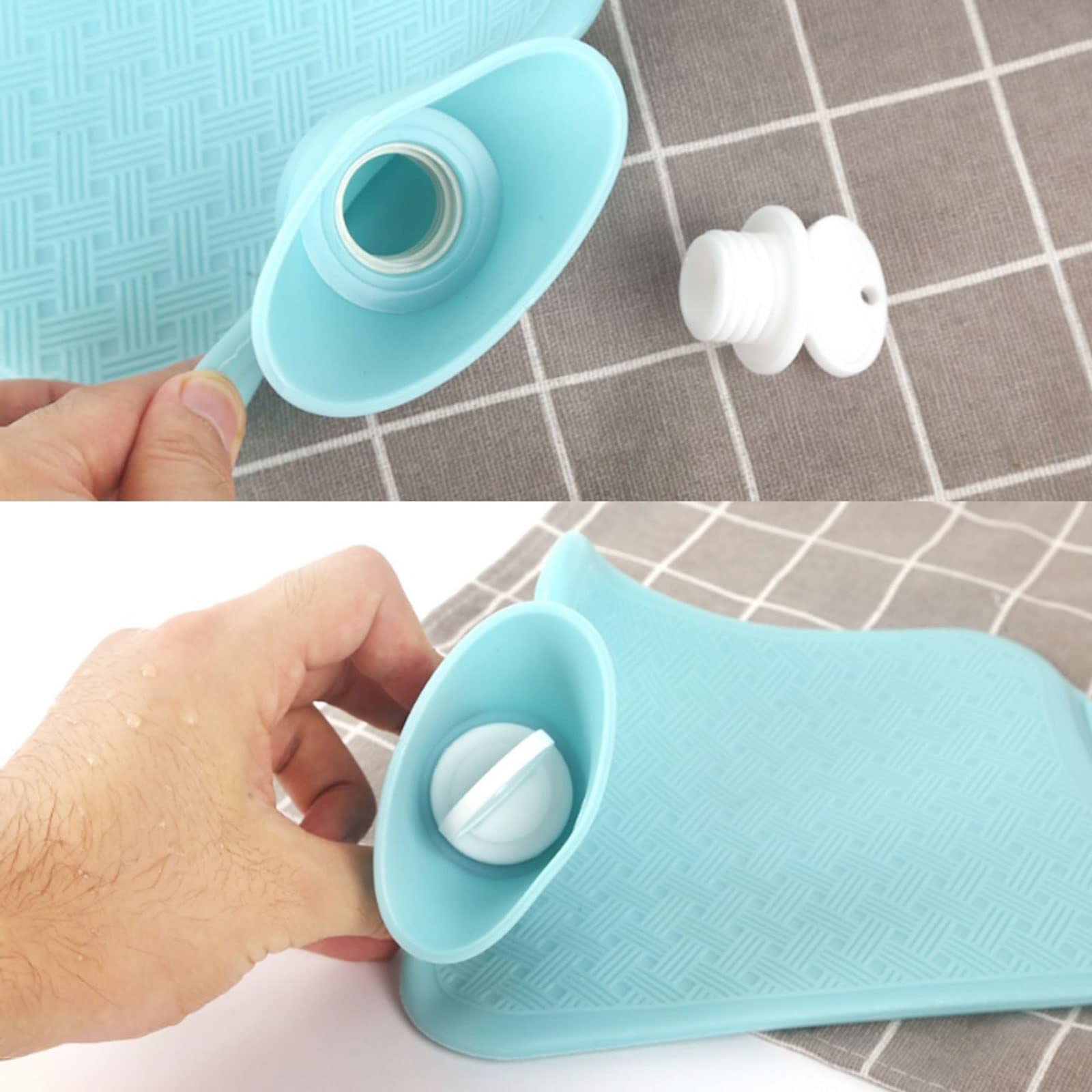JINGYAN Bolsas de agua caliente 2000 ml botellas de agua caliente espesor portátil goma invierno cálido bolsa calentar a mano chicas bolsillo pies botella(Talla �nica)
