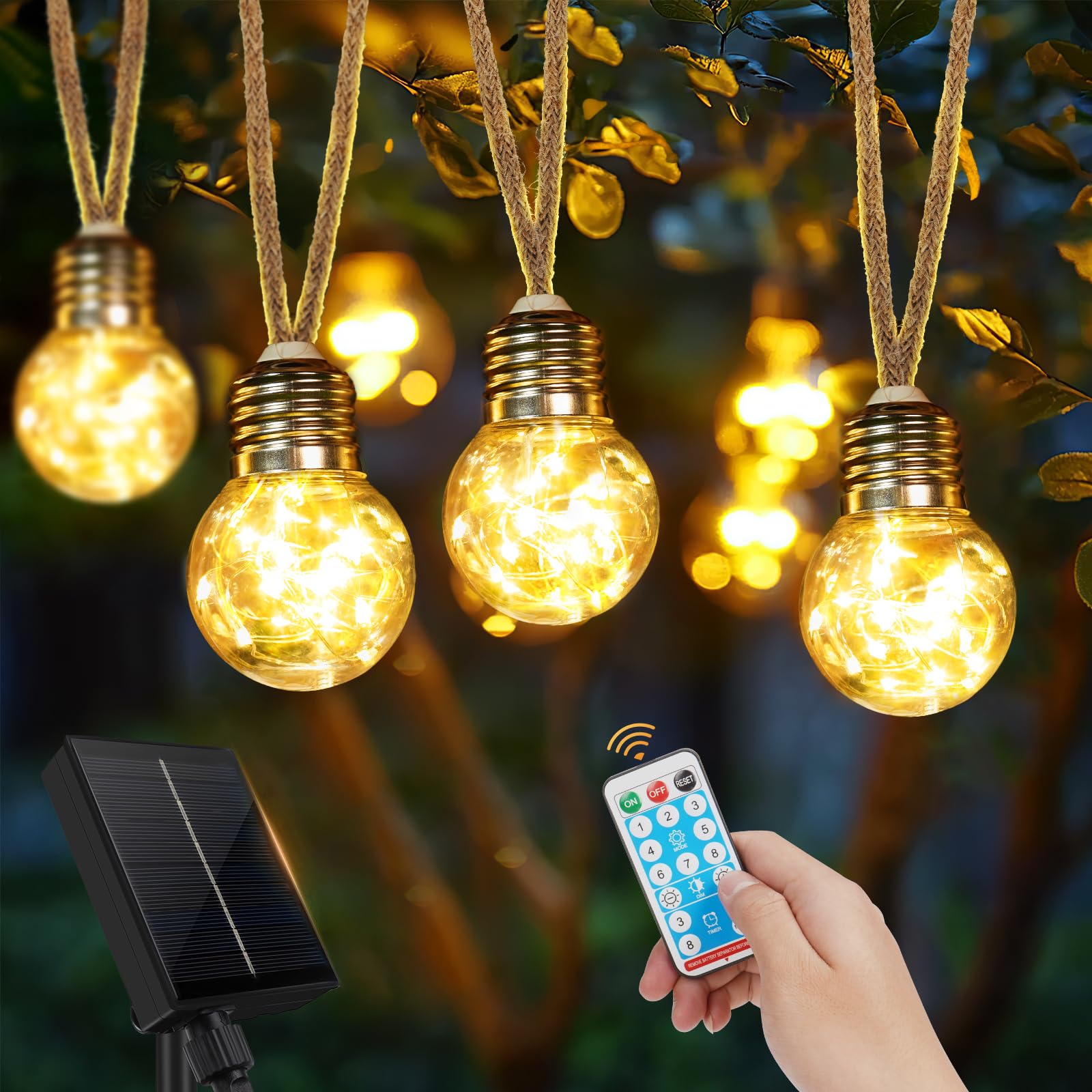 Cadena de luces solares de diseño G40 con intensidad regulable para alta decoración 8