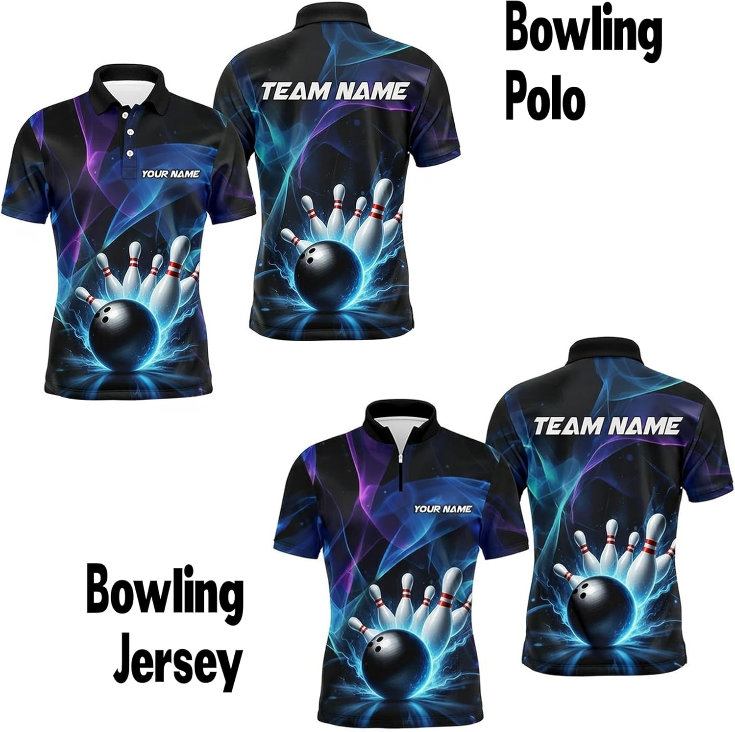 NAZENTI Custom 3D Bowling Polo Shirts, Personalized Bowling Jersey Shirt Unisex, Team Uniforms for Men Women Lovers Players - Image 5