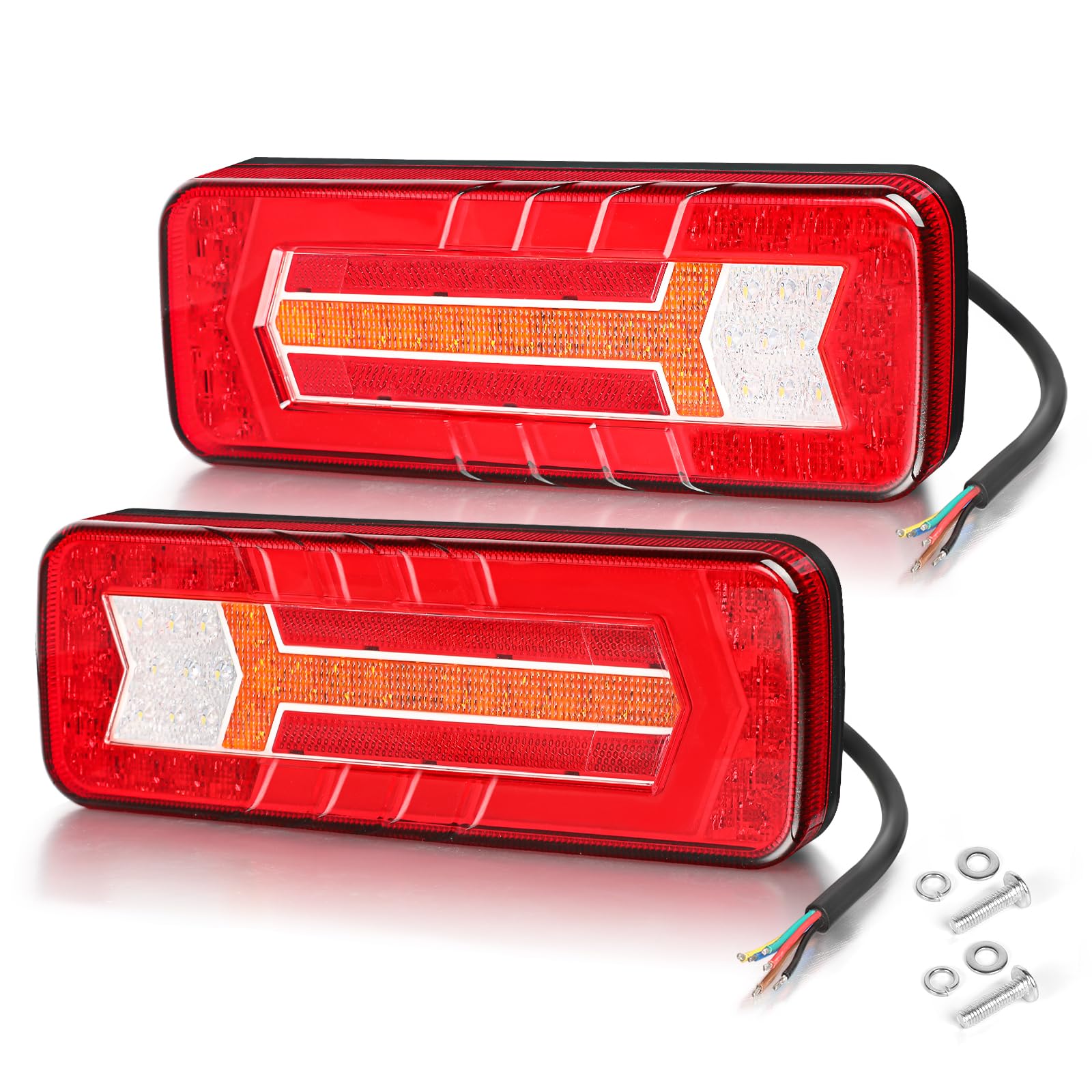 2 Pezzi Luci Posteriori Rimorchio, IP67 12 V/24 V Super Luminoso Impermeabile Indicatore Freno Retromarcia nNebbia Lampada Riflettore Per Rimorchio, Camion, Roulotte, Furgone, Trattore