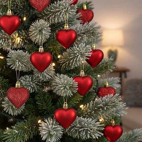 Miniatura 5 de Adornos de corazón para el día de San Valentín 3 adornos con forma de corazón para árbol de Navidad y para colgar como decoración en el día de San