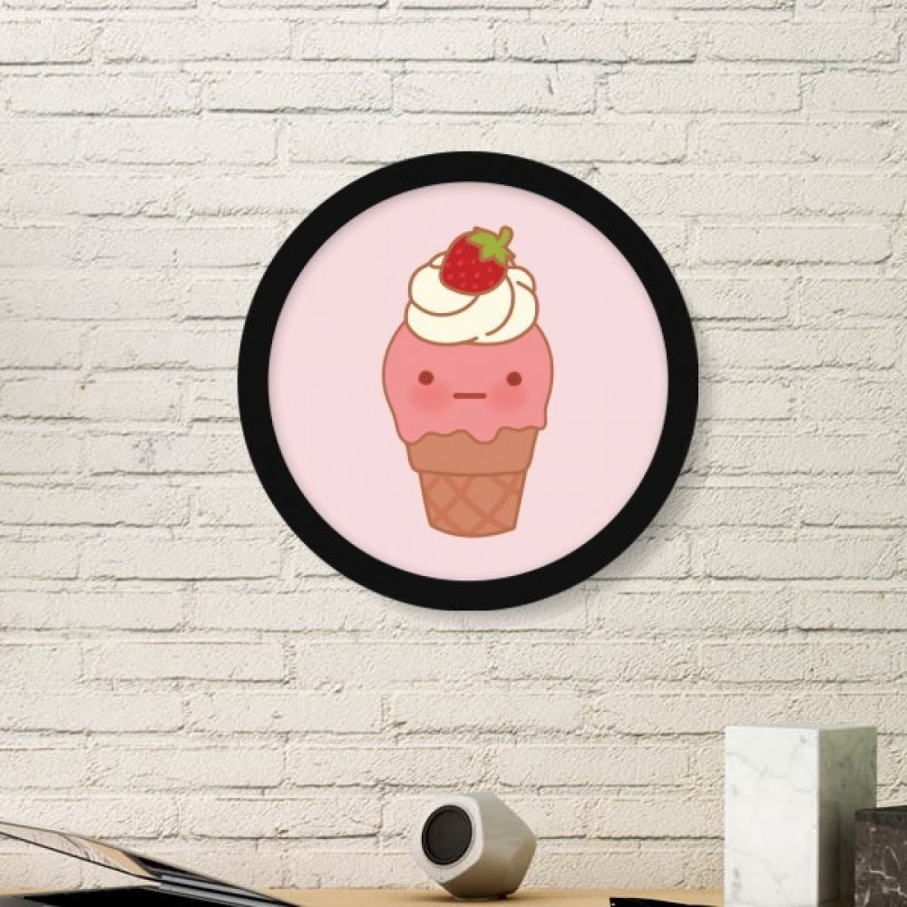 Cadre photo ronde en bois idée cadeau peinture crème aux fraises