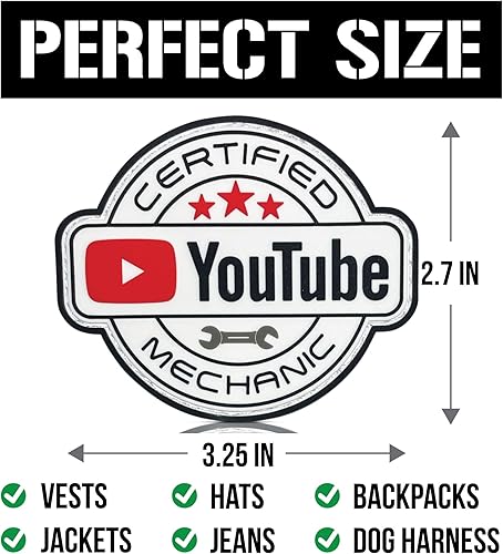 Miniatura 5 de Parche certificado de PVC para mecánico de YouTube, divertido parche de moral para caja de herramientas, casco duro, chaleco, bolsa de equipos,