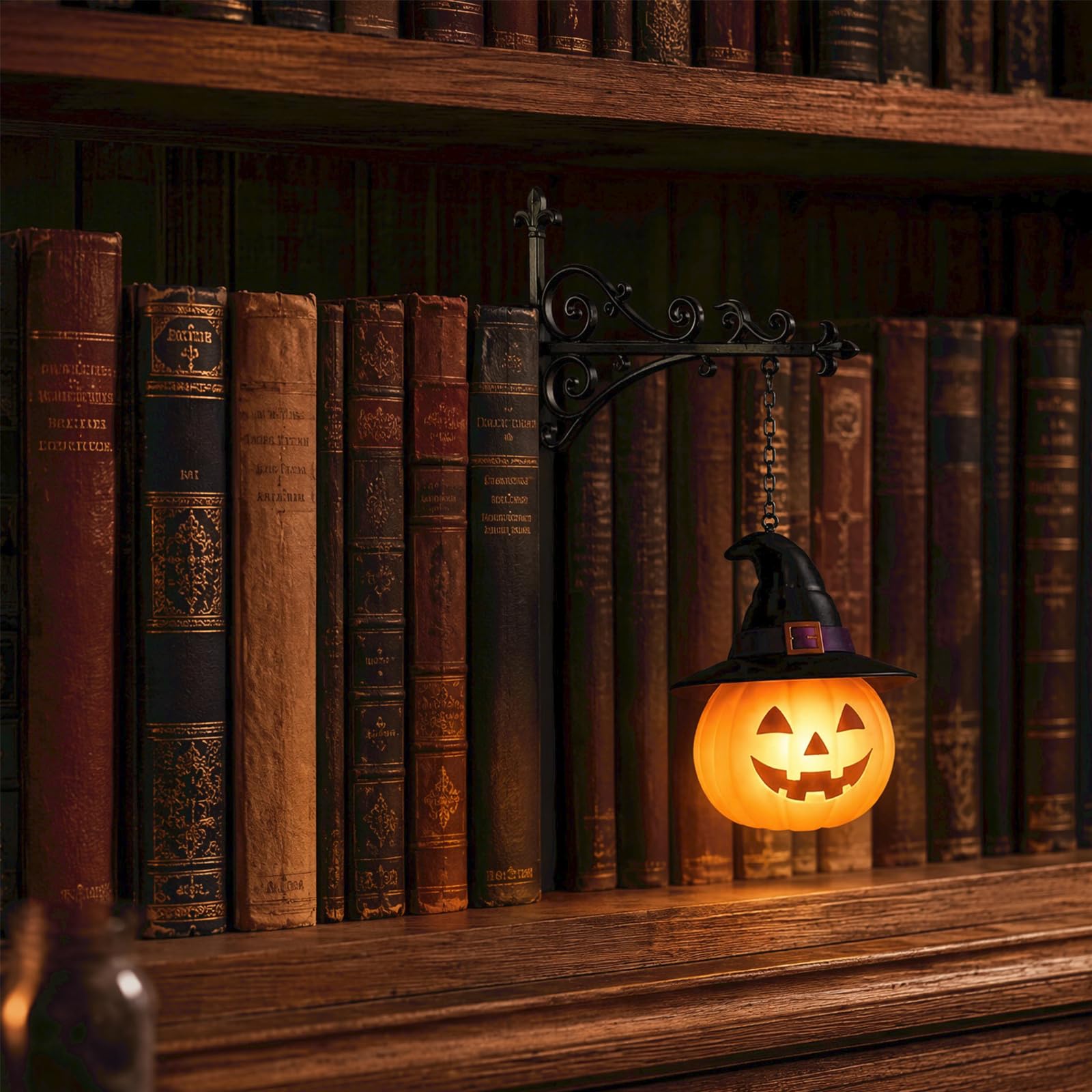 Aukojoy Library Lantern-Decorative Bookshelf Lighting, Reading Nook LED Nightlight,Vintage Book Nook Lamp, Bookcase Lamps, Table Desk Luminaires,Halloween Gifts (H)