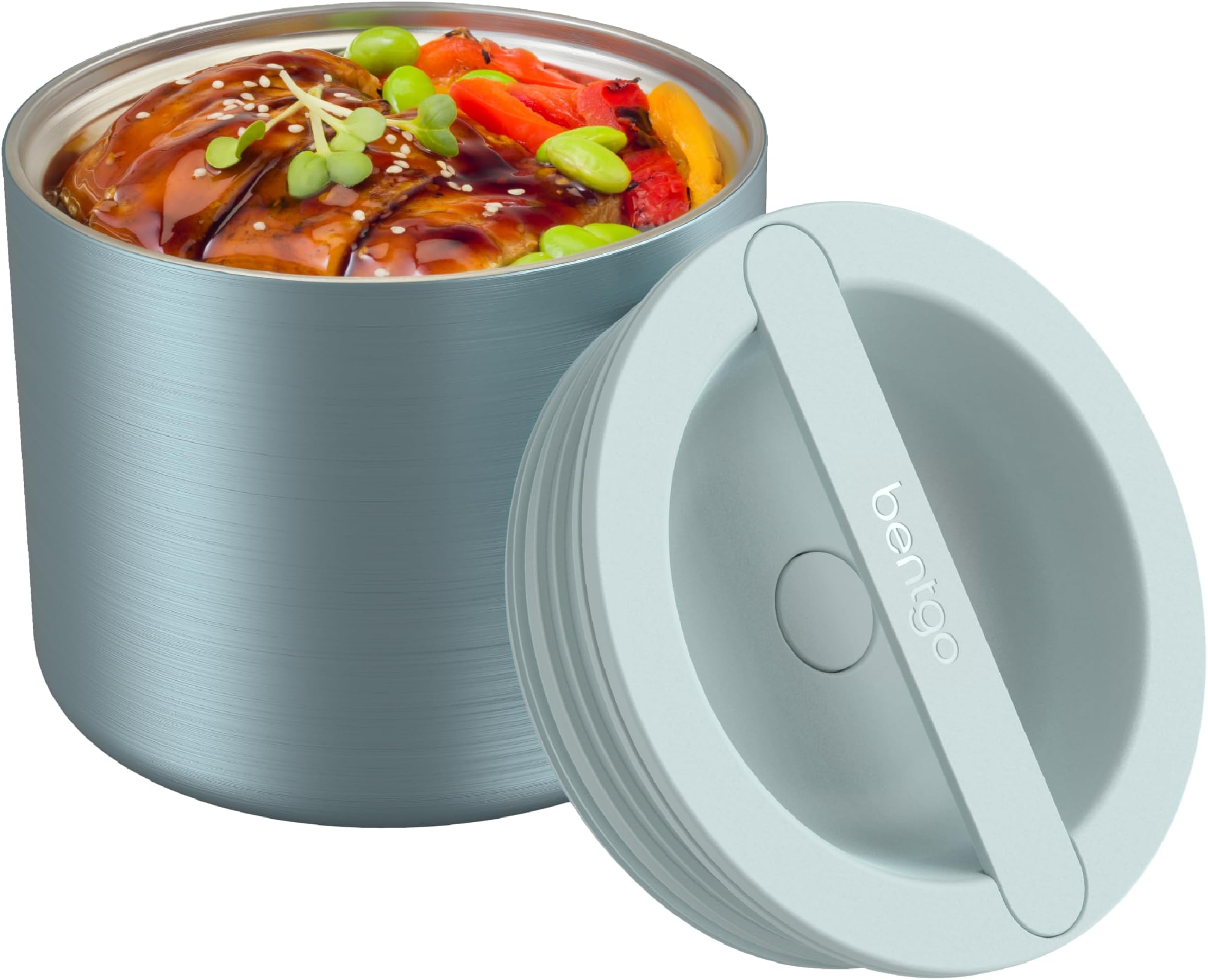 Stainless Insulated Food Container - 2.4 Cups (19 oz), Triple-Layer Insulation, Vacuum Seal, Leak-Proof, Built-In Handle, Wide Opening, Premium Stainless Steel, for Cool/Warm Foods (Aqua)