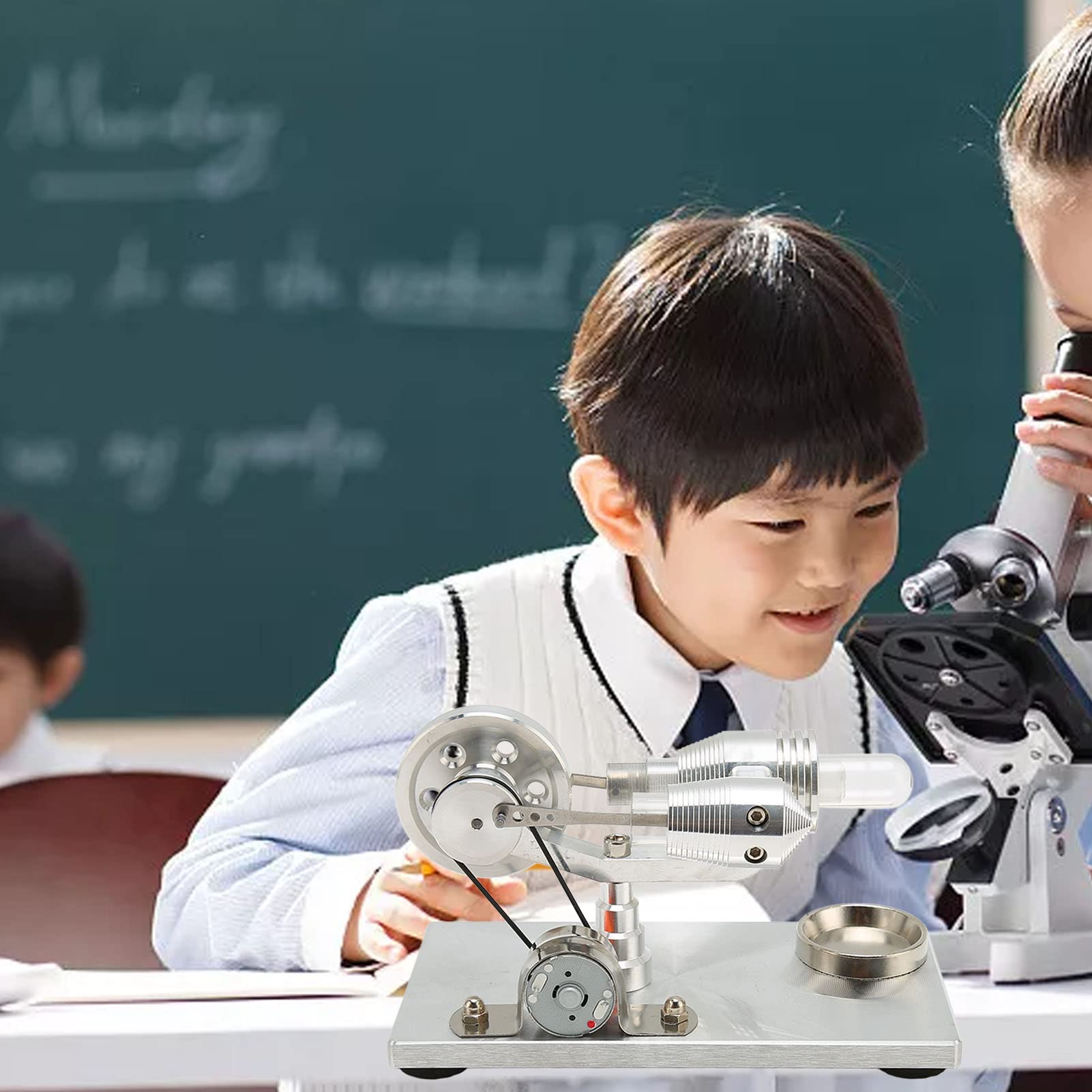 Haofy Kit Modello Motore Stirling Principio di Lavoro a Bassa Temperatura per Dimostrazioni in Aula Piastra di Base in Acciaio Inossidabile