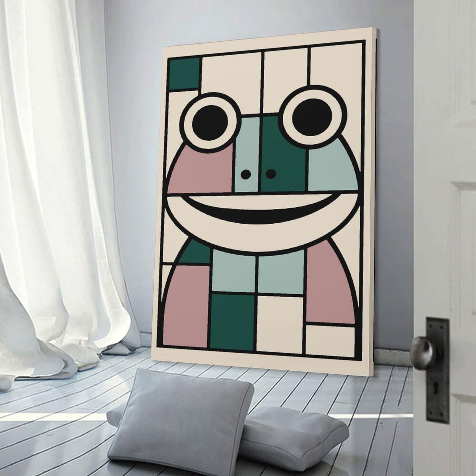 Junmoney Abstract Frog Art Home Decor Wall Art 24x36inch(60x90cm), for Art Walls, Layered Displays Or Homes, A Versatile Canvas Print for Layering