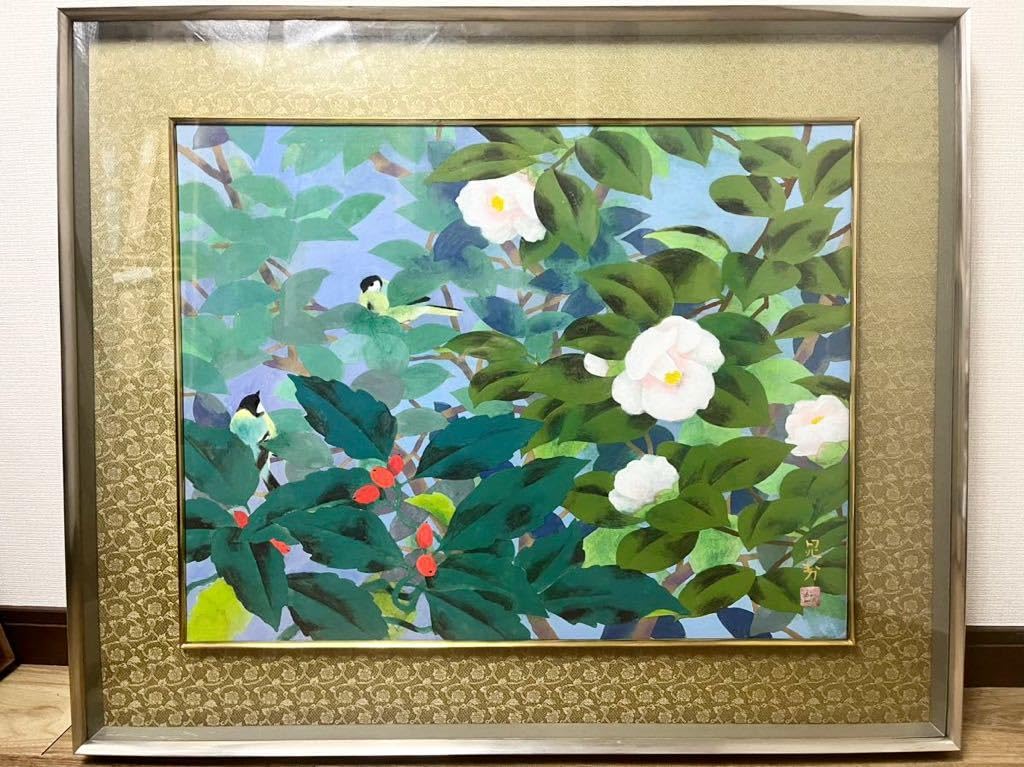 Amazon.co.jp: 日本画家 三輪晁勢 岩彩 「 花鳥 」 10号 シール