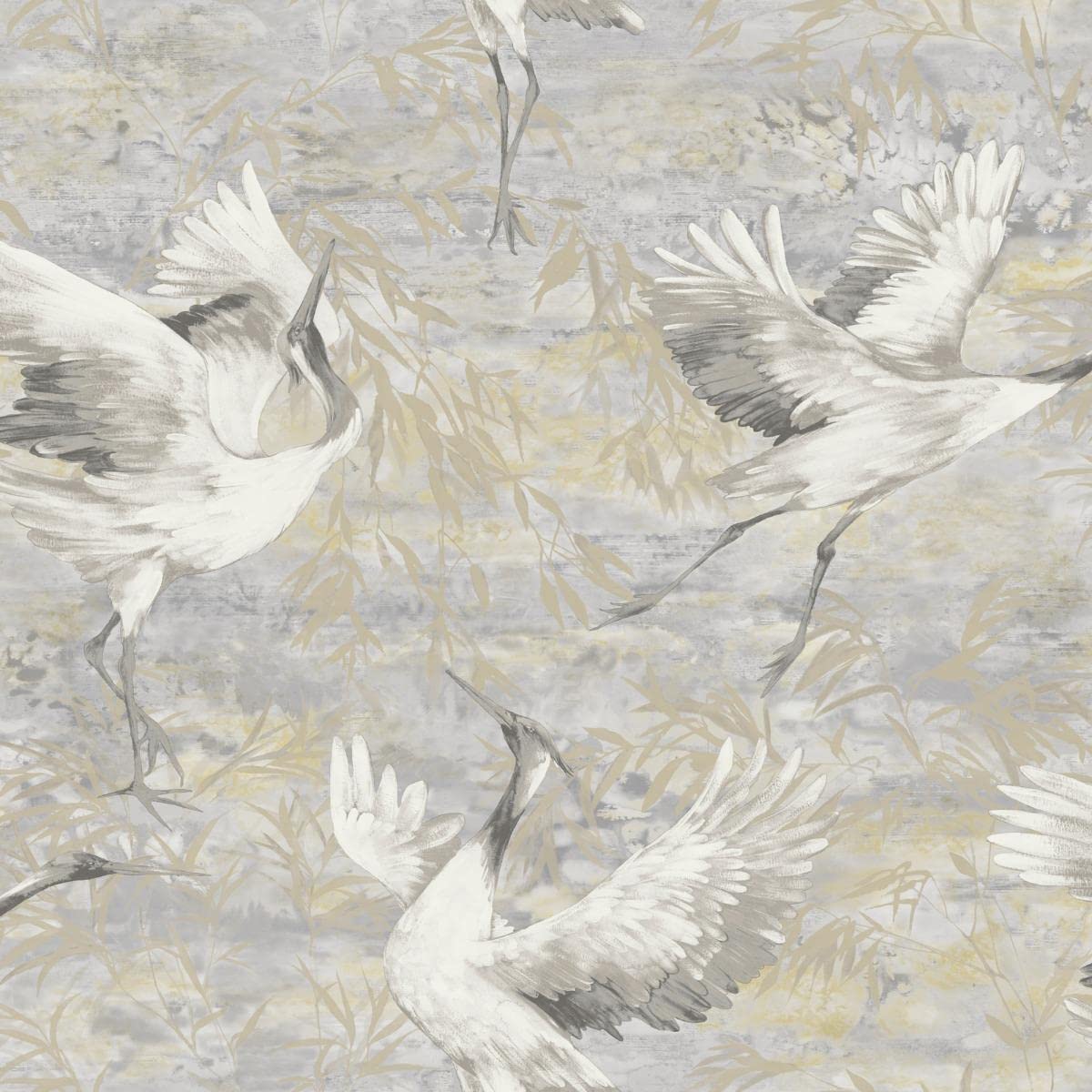 Patagonia Sarus Cranes Wallpaper Grey Holden 36100 - Birds - Paste The Wall