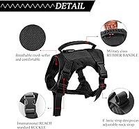 Vista 7 de Arnés táctico para perro, chaleco de entrenamiento al aire libre, chaleco militar K9 de patrulla para perro, arnés táctico ajustable para cachorros