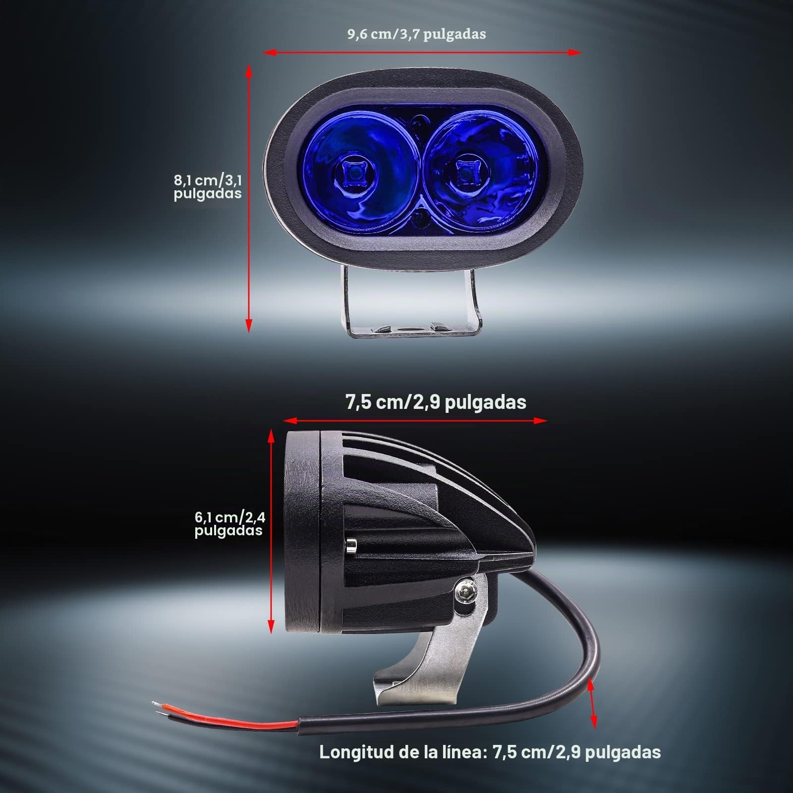 Biqing Faros Auxiliares de Moto,20W Faros Antiniebla Moto LED Foco Luces de trabajo Luz delantera auxiliar 12V/24V Azul para Máquina elevadora Motos Auto SUV ATV