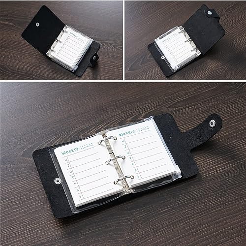 Miniatura 8 de Diario A9 de cuero auténtico, agenda de tamaño de bolsillo de piel vacuna hecha a mano, mini planificador de cuero vintage, 120 páginas, hojas