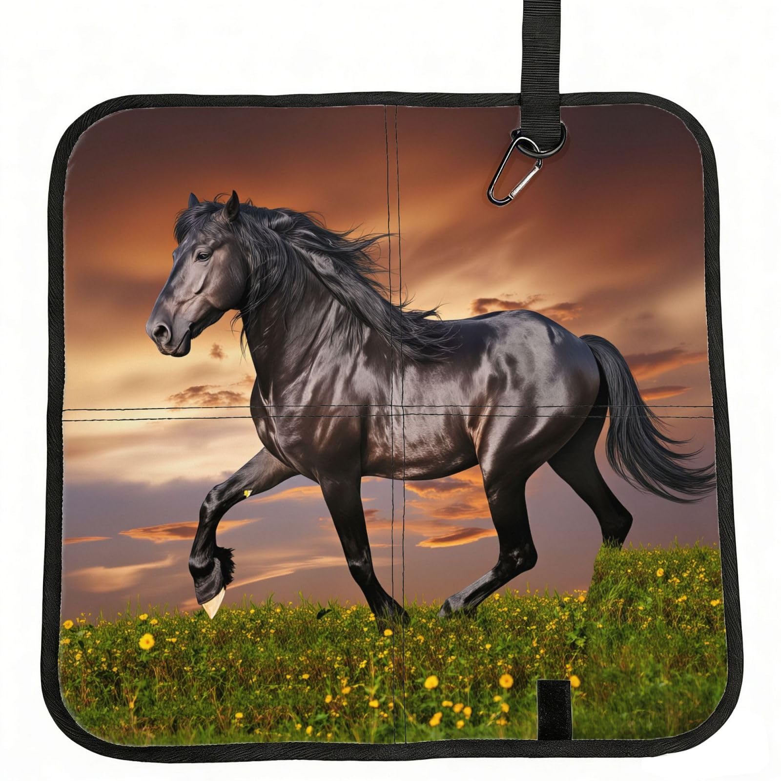 SDEGTHO Wild Horse Print Padded Seat Pad Folding Cushion Waterproof Bench Mat Portable Outdoor Rest Mat 15.8"