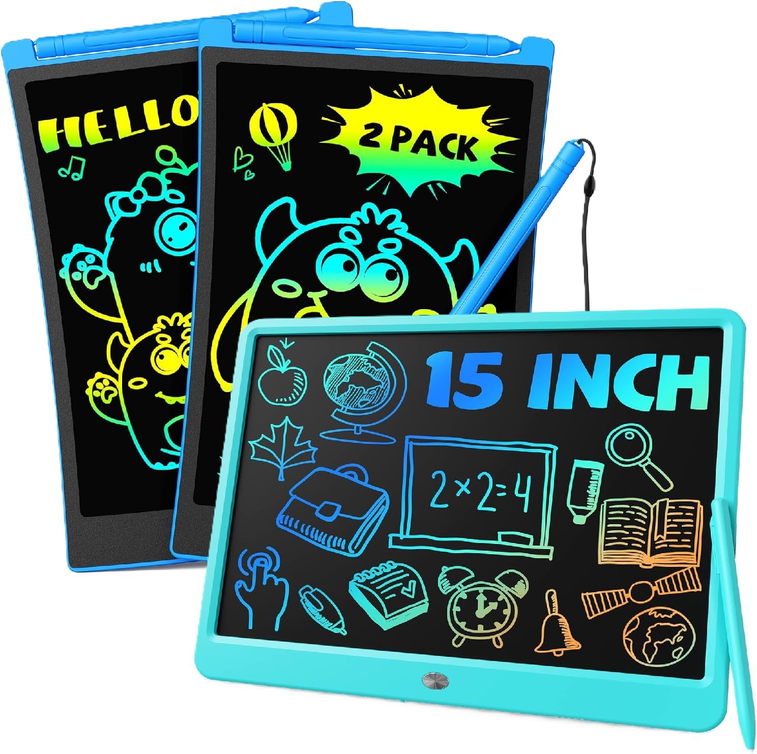 3 Pack LCD Writing Tablet Teen Boy Girl Gifts Ideas, Easter Birthday Gifts for Kids, Drawing Board Educational Toys for 6 4 5 3 Year Old Boys, Homeschool and Office Message Memo Board (Blue)