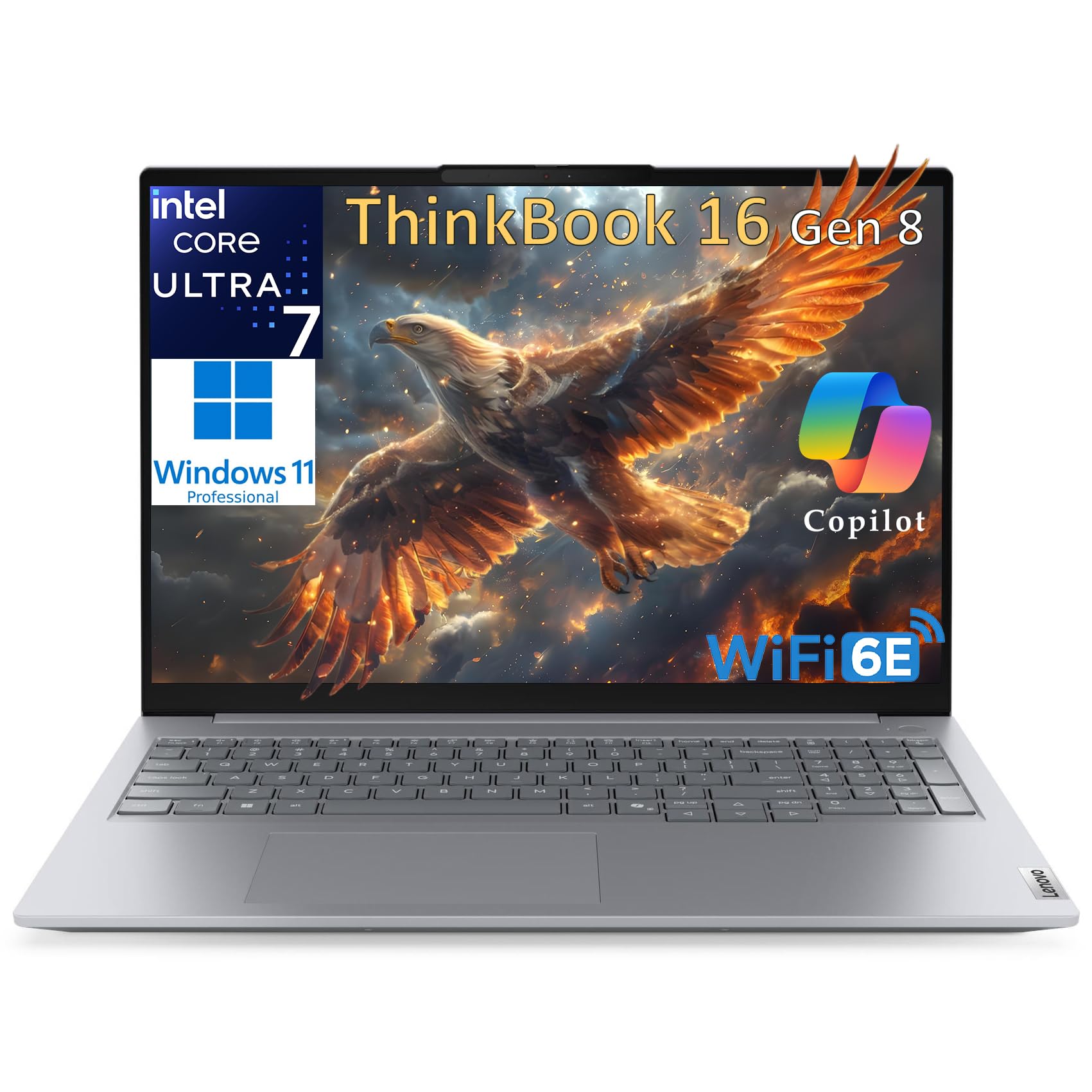 Lenovo ThinkBook 16 Gen 8 Business Laptop Computer, Intel 16-Core Ultra 7 255H (Beat i9-13900H), 32GB DDR5, 1TB PCIe SSD, 16" FHD+ Copilot AI PC, WiFi 6E, BT 5.3, Fingerprint Reader, Windows 11 Pro