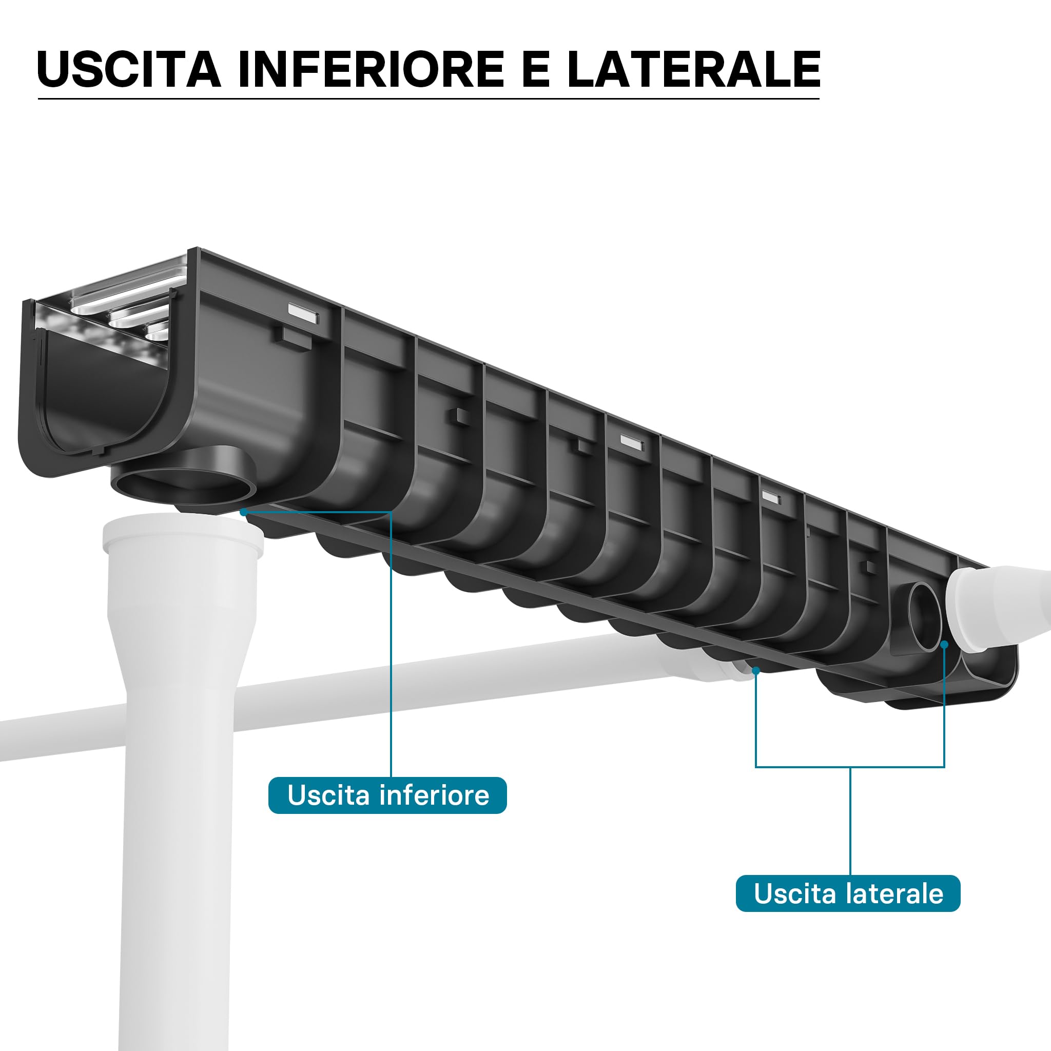Wiltec Canale di scolo 1m con griglia per scarico acqua 1,5t Canaletta di drenaggio
