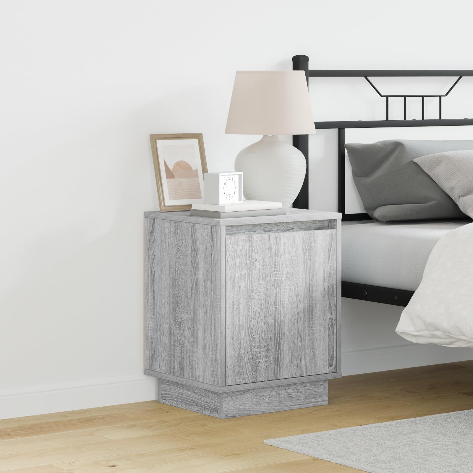 Graues Sonoma Nachttischset mit zwei Schubladen, modernes Design für Schlafzimmer, robuster Holzwerkstoff, platzsparend 39x34,5x50 cm, stilvolle Aufbewahrung