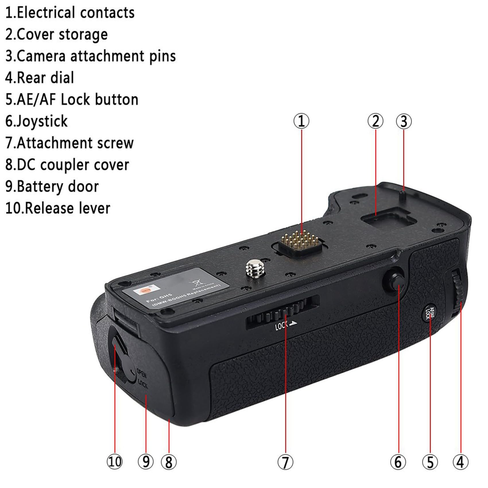 2X Empunadura de Bateria de Composicion Vertical para Gh5 Gh5S Gh5 Camara Digital como Dmw-Blf19 Blf19E