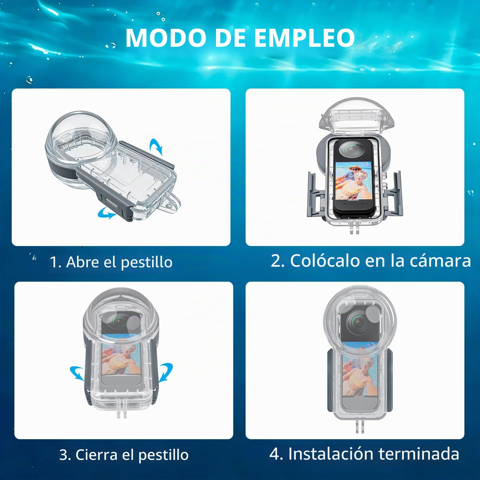 Funda Impermeable para Insta 360 X5, 50 m/164 pies, Carcasa de Buceo Invisible subacuática, Costuras de 360°, Carcasa Protectora para esnórquel, Buceo, Surf, Deportes acuáticos