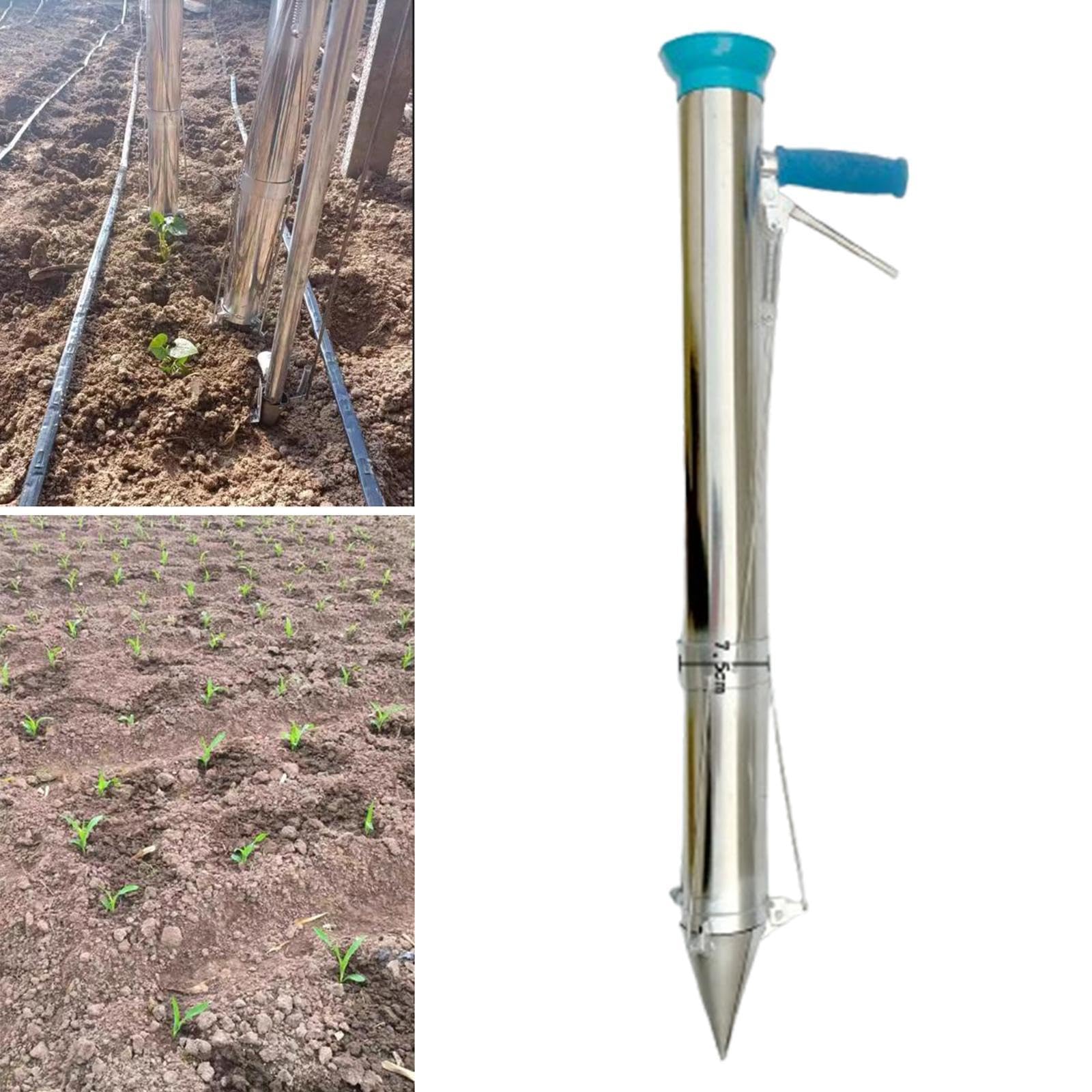 Bulb Planter Aparato Manual para Realizar Agujeros Trasplantar Y Tomar de Suelo Fabricado en Acero Inoxidable Útil para Jardinería, Mango único