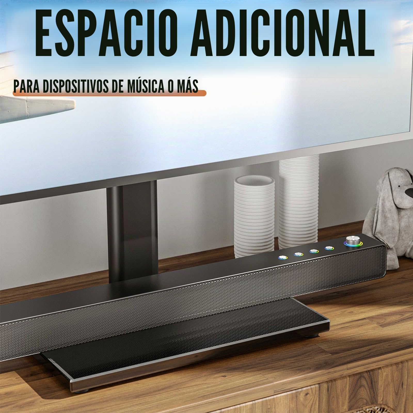 Hemudu Soporte TV Pie Universal, Soporte TV Mesa para Televisores LCD LED de 27 a 60 Pulgadas, Base Mesa TV de Altura Ajustable de 9 Niveles, Soporte Giratorio TV 70º, MAX Vesa 400x400mm, MAX 40kg