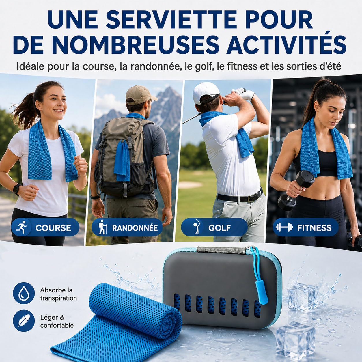 Générique Serviette rafraîchissante avec boîte de Rangement – ​​Lot de 3/5/ 9 – 30 x 80 cm – Serviette Polyvalente pour Le Sport, Le Cou et Les Voyages (9 pièces)