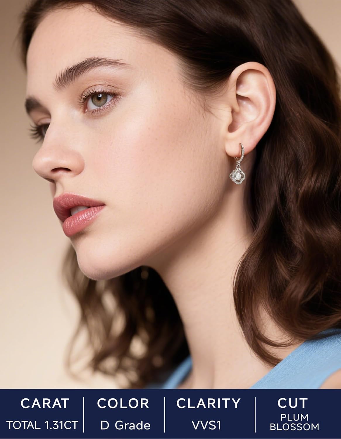 MomentWish Dangle Earrings for Women-925 Sterling Silver Moissanite Earring, Women's Gift for Valentine Birthday, D Color VVS1 Dancing Moissanite Hoops - Image 7