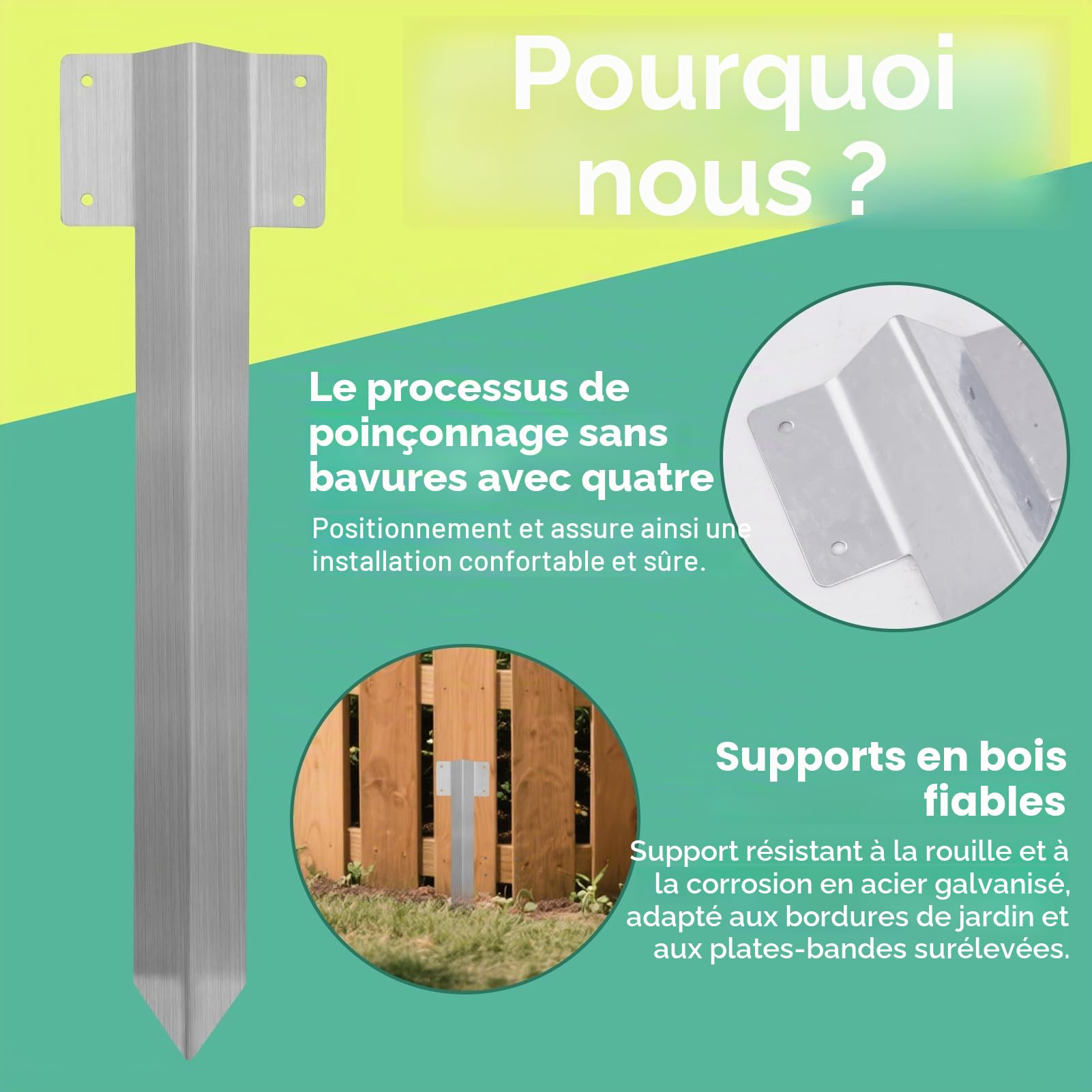 10 Piquets Sardines de Fixation, Jardin Robustes avec 40 Vis Fixation, Piquet Ancrage, pour Bordures Plates Bandes Surélevées Terrasses