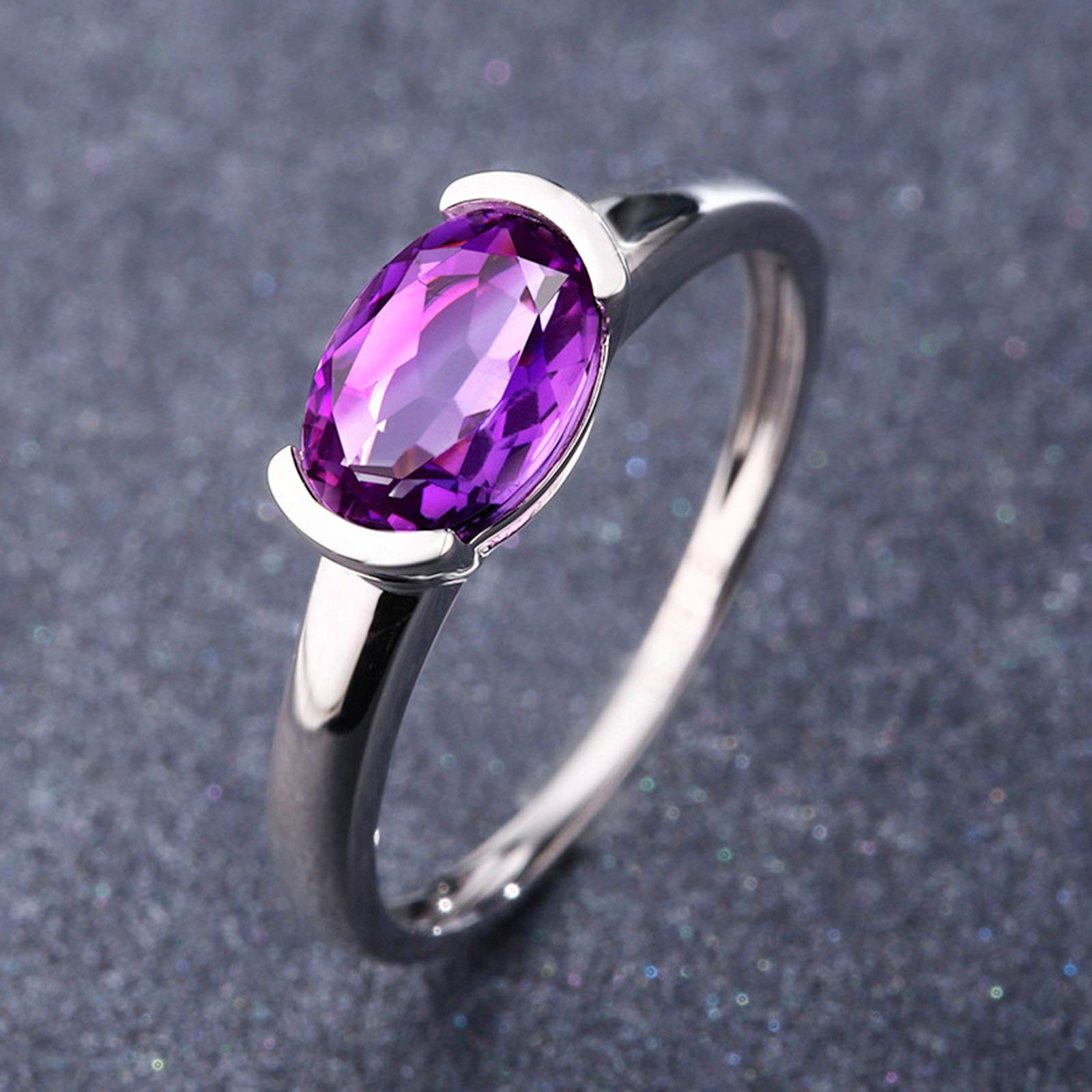 Beydodo Pierścionek damski złoty 750, owalny, ametyst 0,94 ct, pierścionek zaręczynowy, białe złoto, pierścionek ślubny dla niej e 18 karatów (750) białe złoto, 53 (16,9), colore: białe złoto, cod. TLLWGZ1771