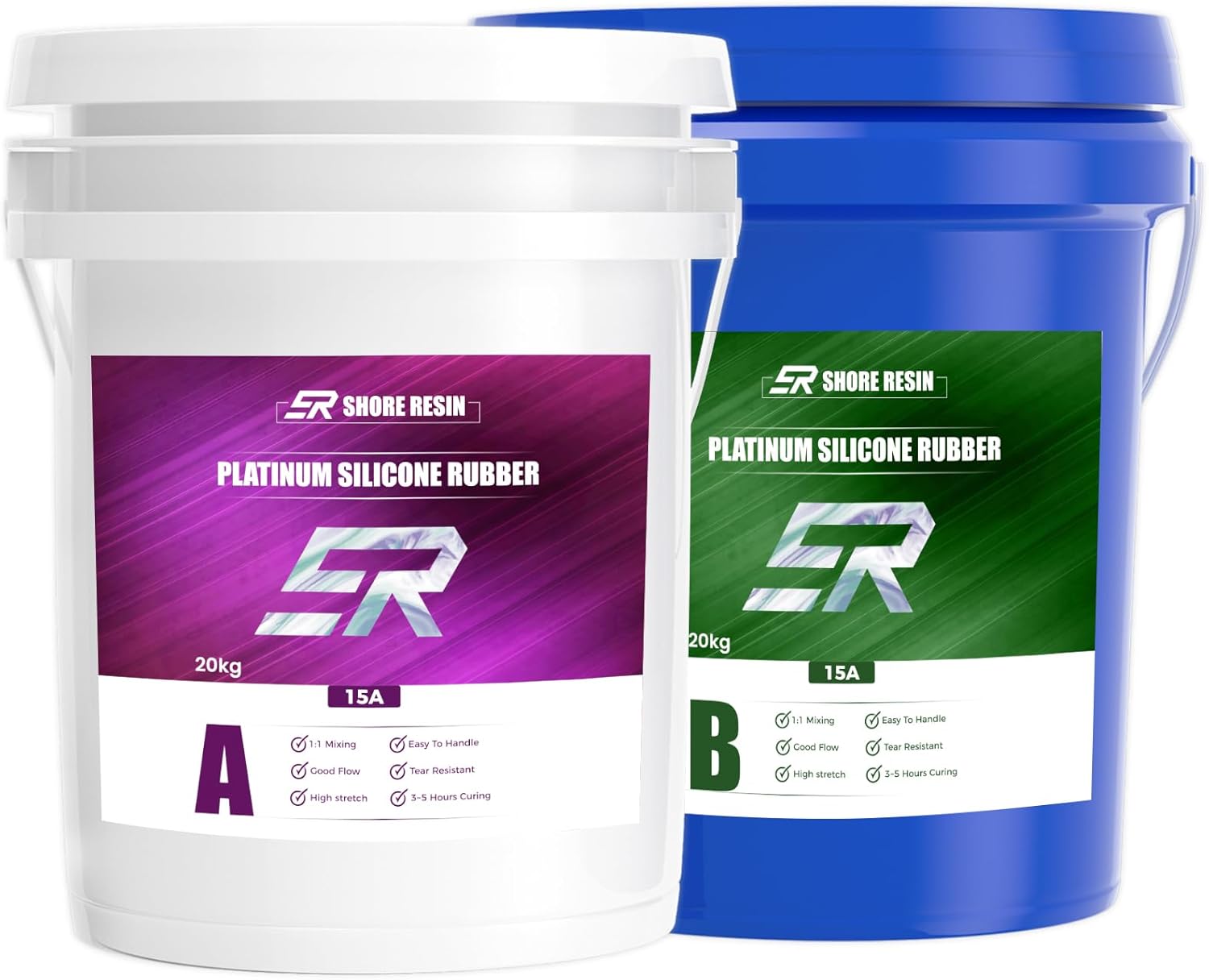 SHORE RESIN Platinum Cure Mold Making Silicone 15A, 1:1 Mixing Ratio Liquid Rubber for Resin Casting, Food-Safe Flexible Material for Chocolate Silicone Molds & Crafts 40 kg