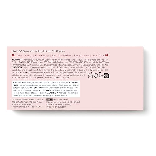 Miniatura 8 de Nailog Tiras de uñas de gel semicuradas, 34 piezas, envolturas adhesivas de esmalte de uñas de larga duración con acabado de gel brillante, Bear