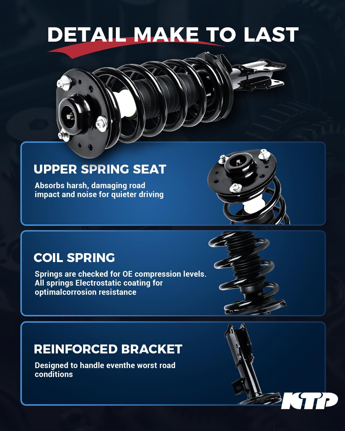 KTP 2pcs Front Struts Complete Strut Assembly Fit for 2007 2008 2009 Chevy Equinox/Pontiac Torrent V6 3.4L, 2008-2010 Saturn Vue Front Shocks Replace 1333392L 1333392R