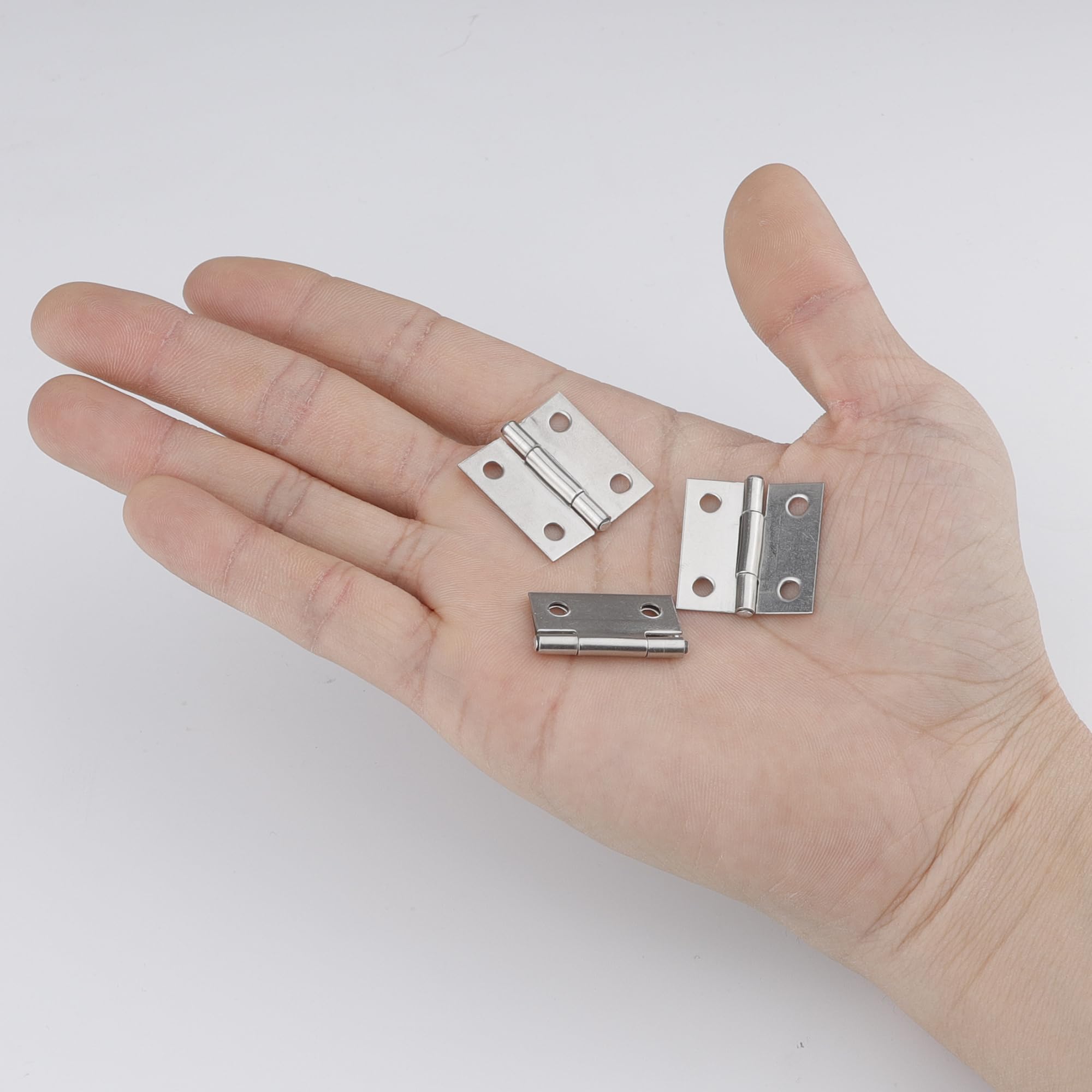 Roosea 30 Pcs Mini Hinges 25 * 24 * 0.8 mm for Dolls House with 120 Pcs Hinge Screws and Screwdriver - Silver - Image 4