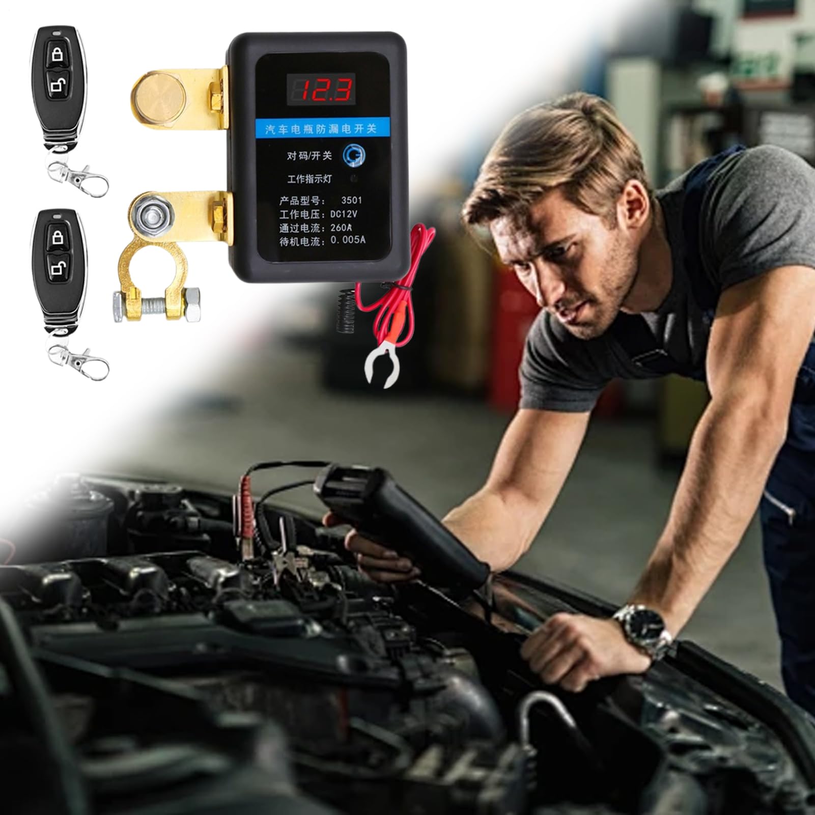 Interrupteur d'isolation de batterie de voiture - Unité de télécommande sans fil - Relais de disjoncteur de camion - Anti-vol - Contrôleur d'alimentation de batterie de sécurité - Boîtier de commande