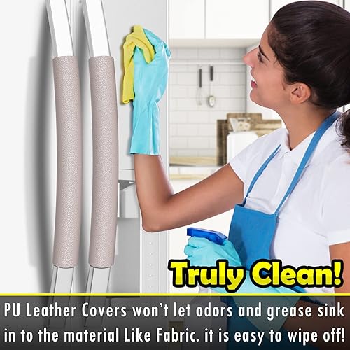 Vista 44 de Juego de 6 fundas de cuero para manijas de refrigerador, mantiene tu nevera, microondas, horno, estufa o lavavajillas limpio, mancha aceites sucios